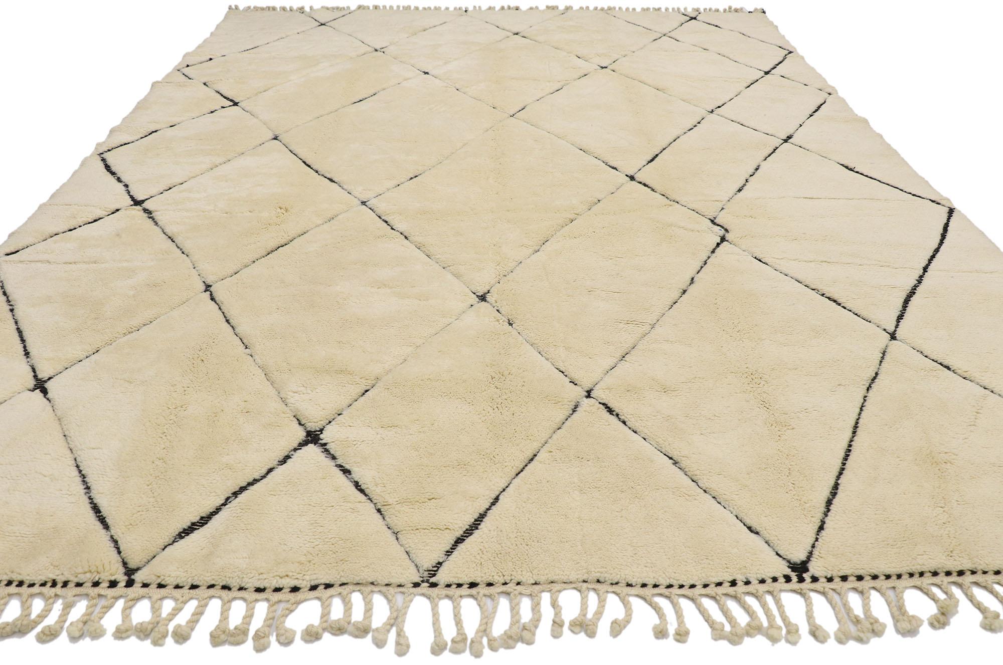 Hand-Knotted New Contemporary Berber Moroccan Rug with Minimalist Hygge Style  For Sale