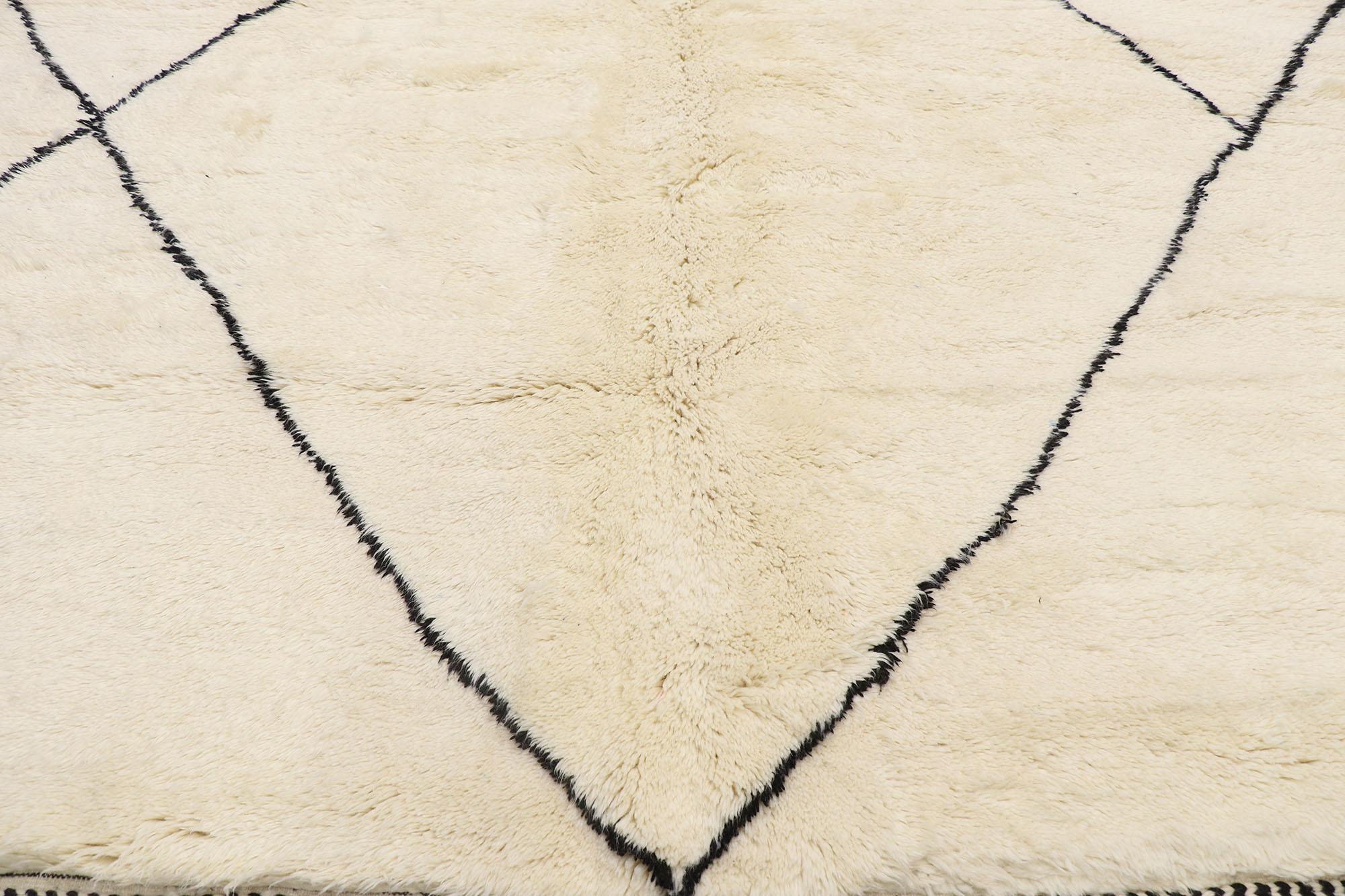 Hand-Knotted New Contemporary Berber Moroccan Rug with Minimalist Hygge Style For Sale