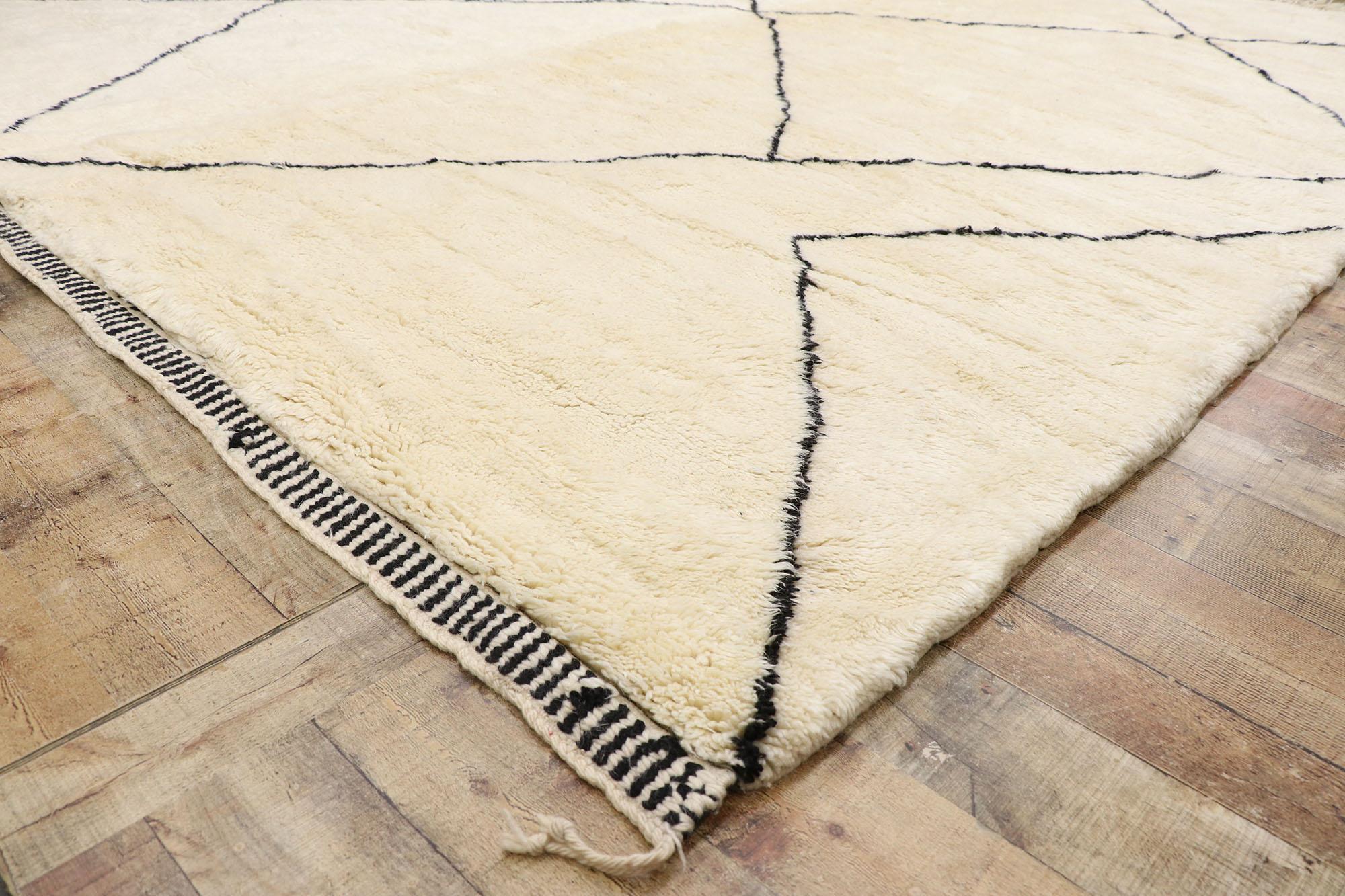 Wool New Contemporary Berber Moroccan Rug with Minimalist Hygge Style For Sale