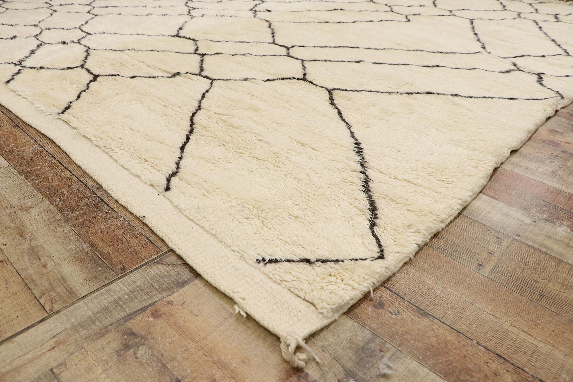 Wool New Contemporary Berber Moroccan Rug with Minimalist Style For Sale