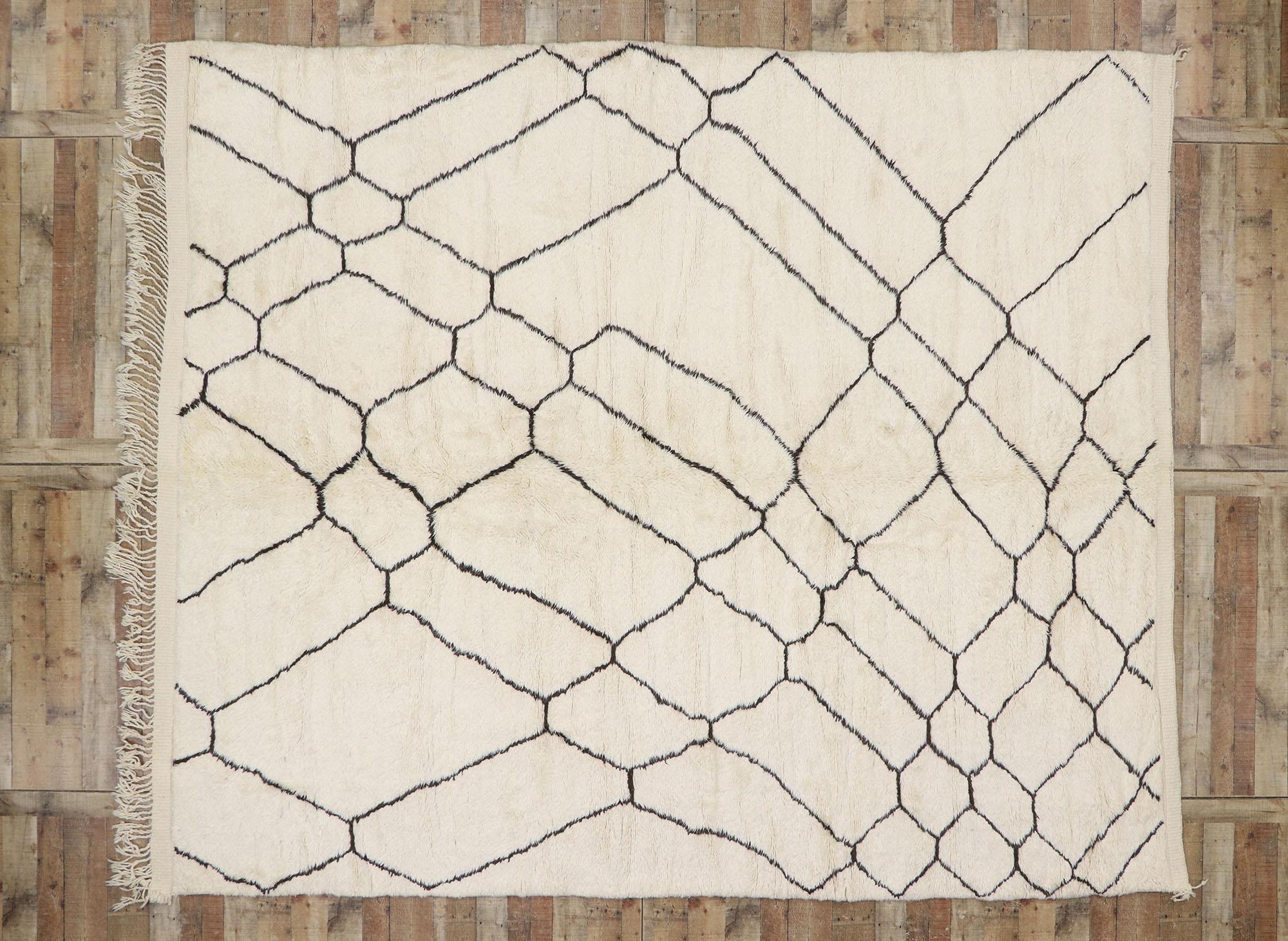 Laine Nouveau tapis berbère marocain contemporain de style minimaliste en vente