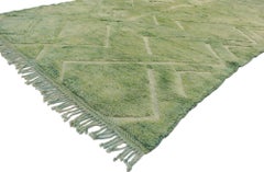 Soft Green Earth-Tone Berber Moroccan Rug with Modern Biophilic Design