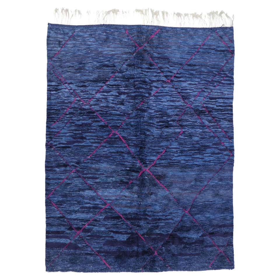 New Contemporary Berber Blue Moroccan Rug with Modern Style For Sale at ...