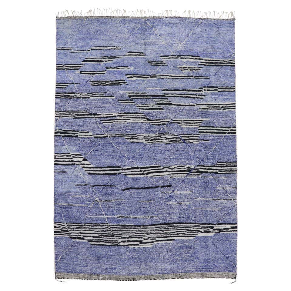New Contemporary Berber Blue Moroccan Rug with Modern Style For Sale at ...