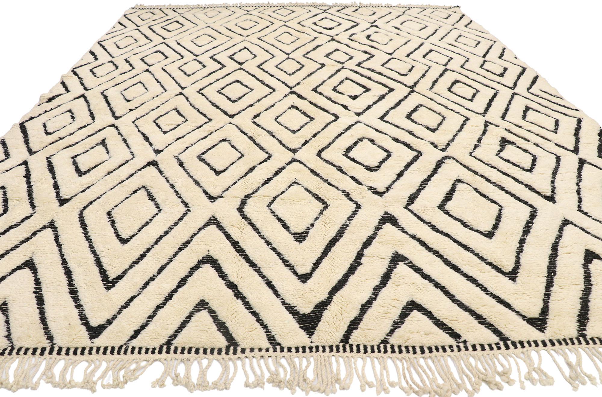 Nueva Alfombra Bereber Marroquí Contemporánea de Estilo Modernista Minimalista en venta