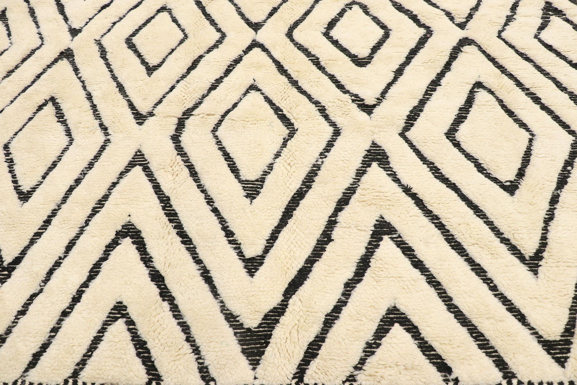 Hand-Knotted New Contemporary Berber Moroccan Rug with Modernist Style For Sale