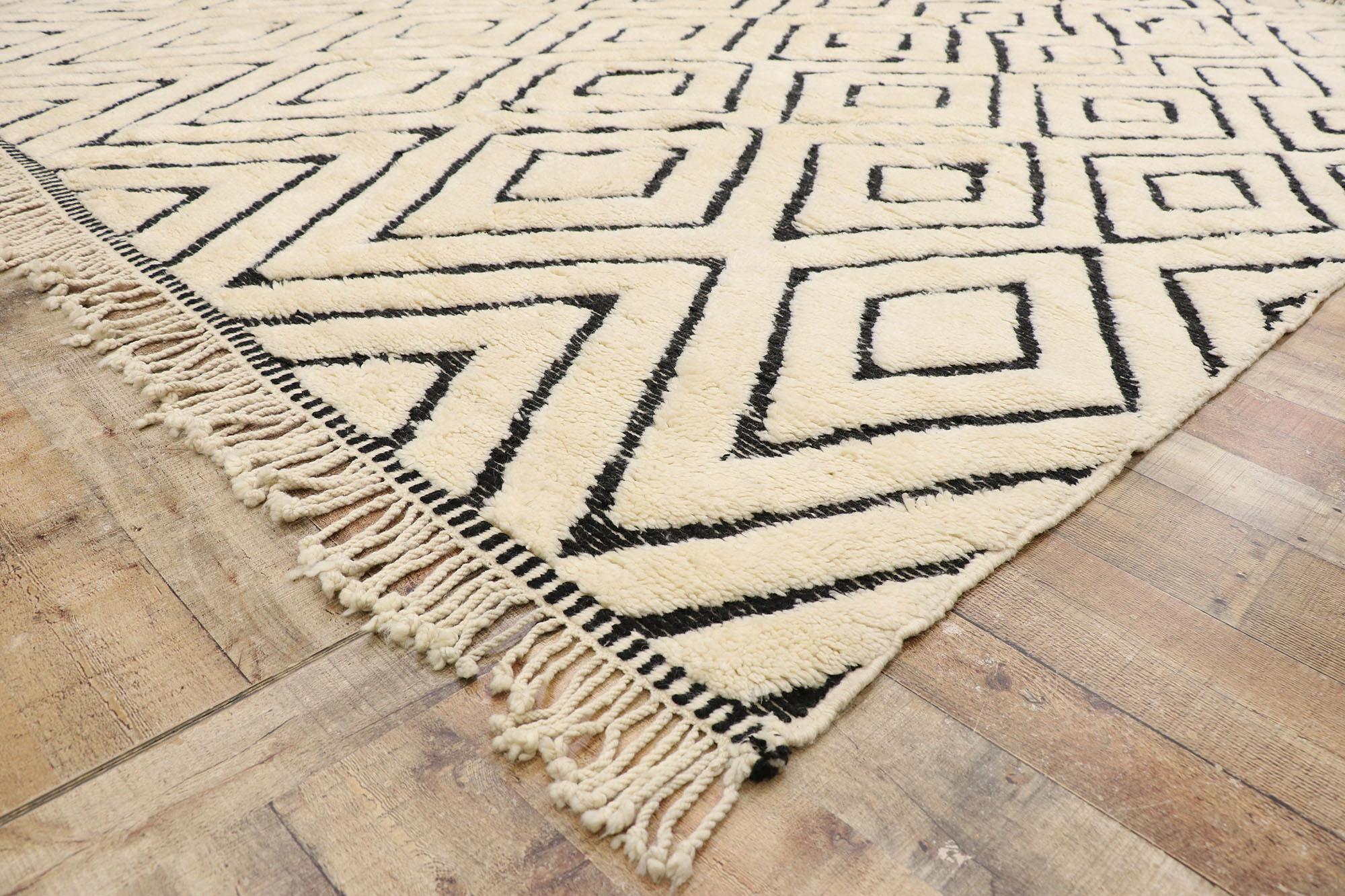 Wool New Contemporary Berber Moroccan Rug with Modernist Style For Sale