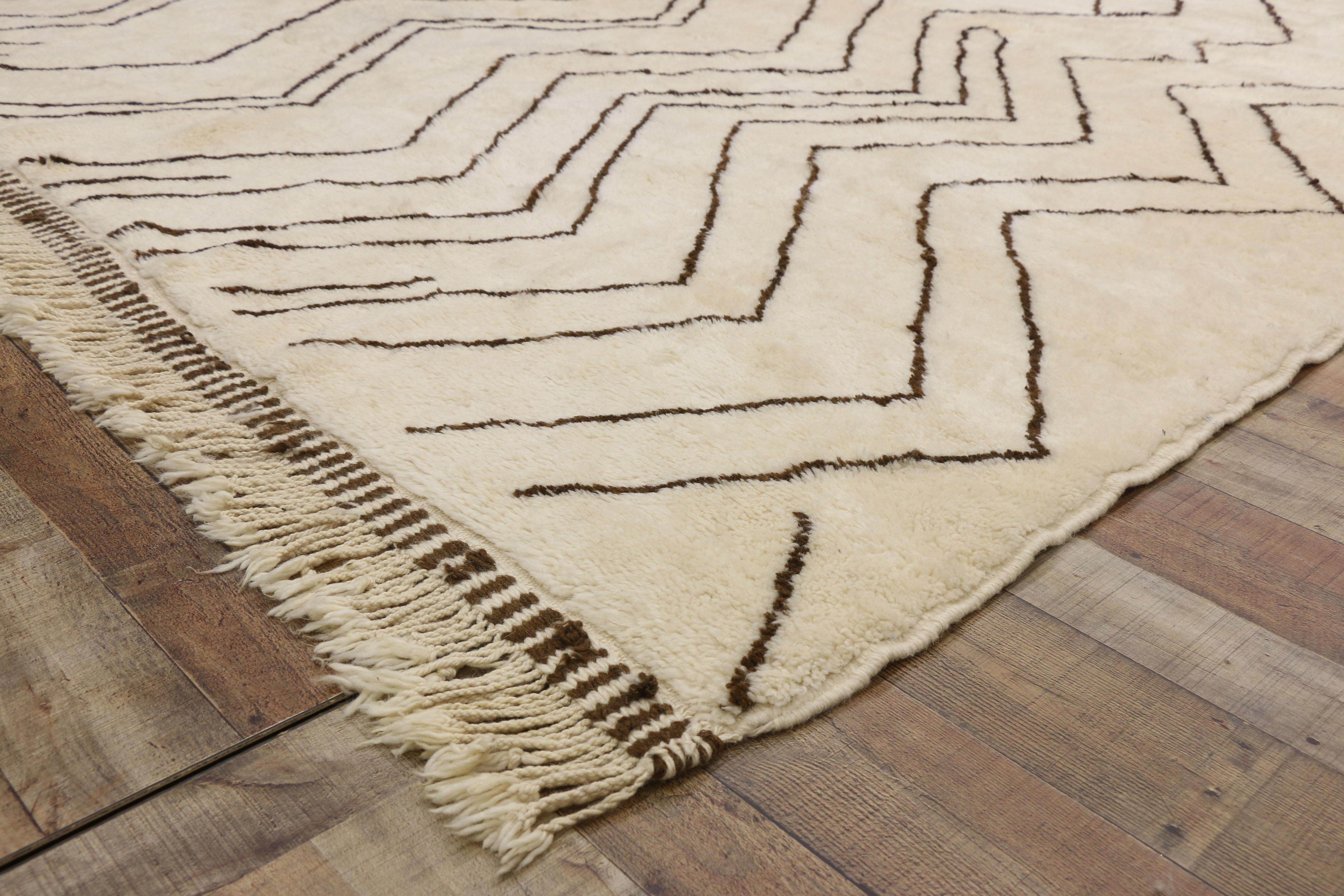 Wool New Contemporary Berber Moroccan Rug with Organic Modern and Hygge Vibes For Sale