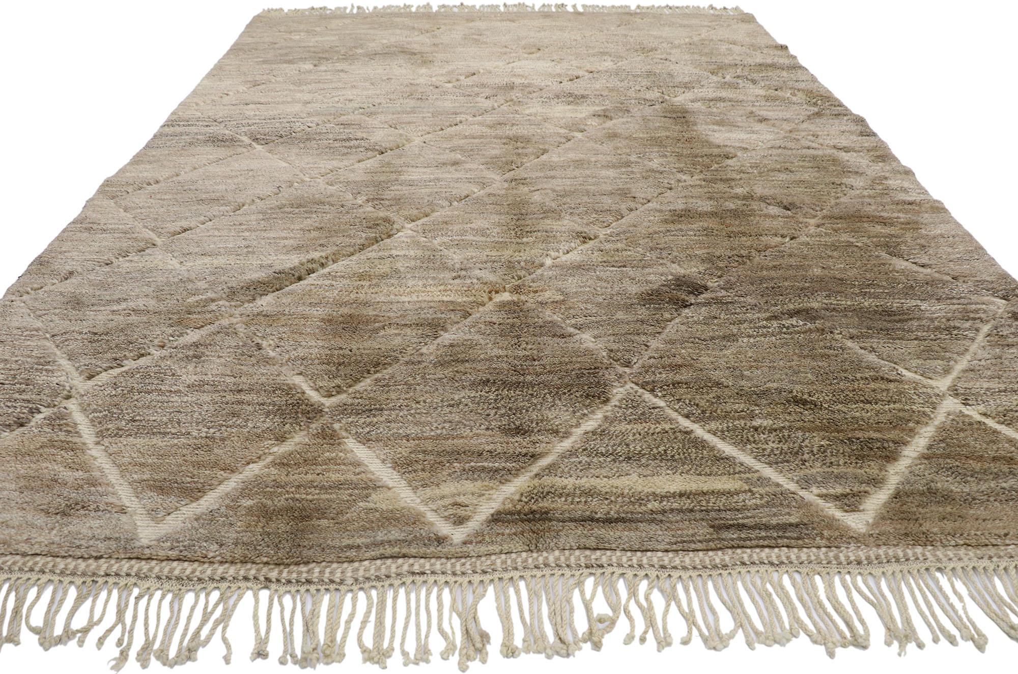 Hand-Knotted New Contemporary Berber Moroccan Rug with Organic Modern Style For Sale