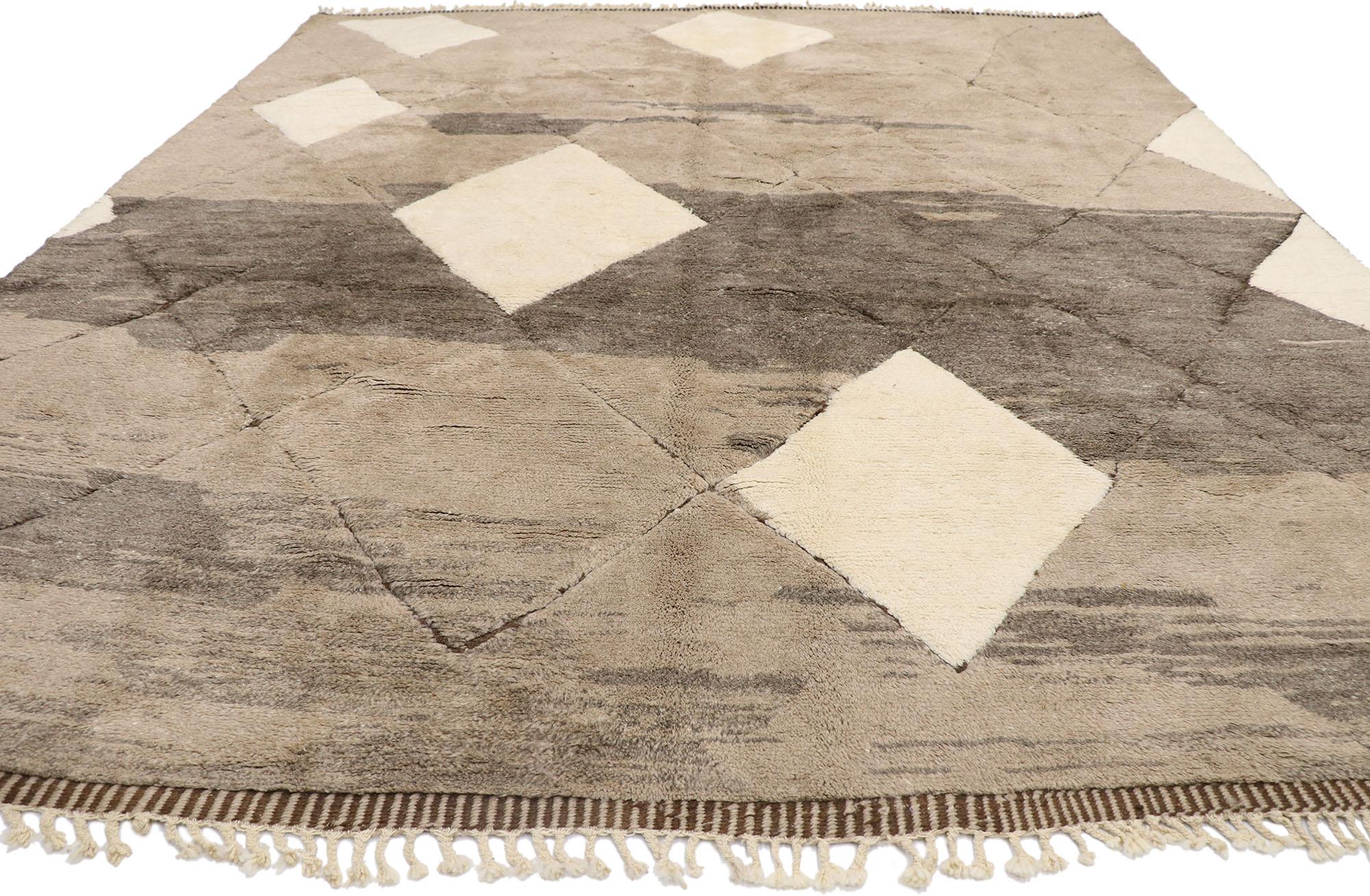 Hand-Knotted New Contemporary Berber Moroccan Rug with Organic Modern Style For Sale