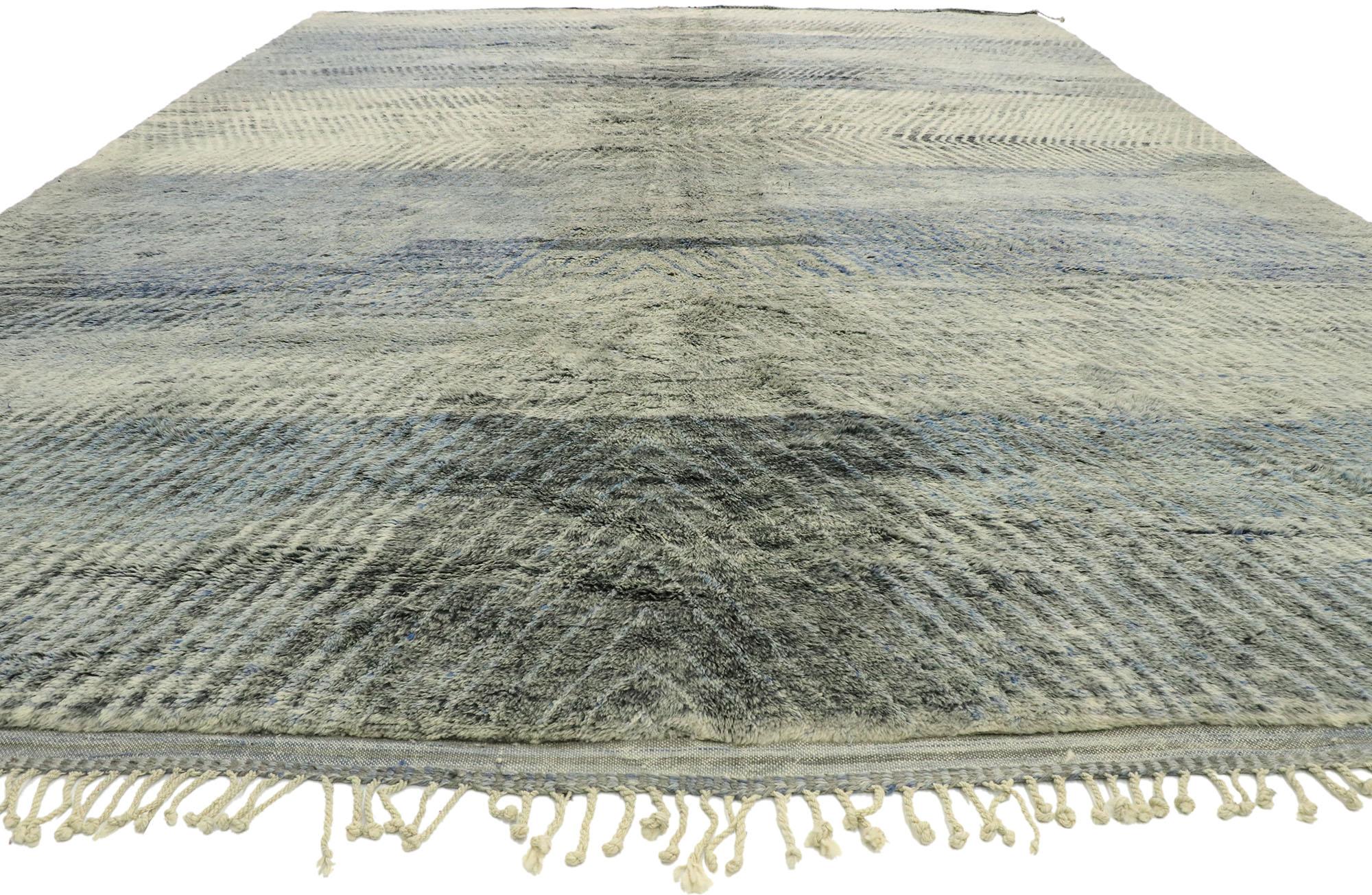 Post-Modern New Contemporary Berber Moroccan Rug with Abstract Linear Design and Plush Pile