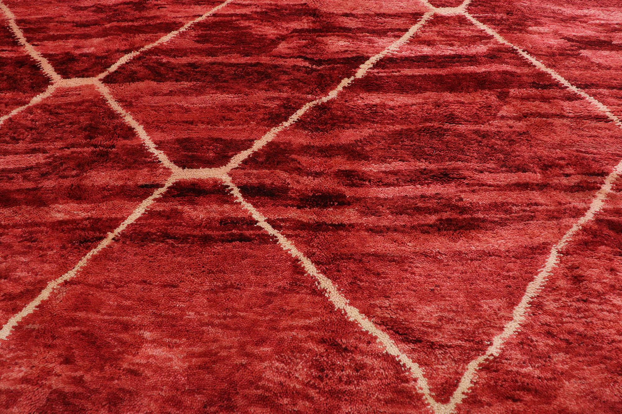 Hand-Knotted New Contemporary Berber Moroccan Rug with Postmodern Bohemian Style For Sale