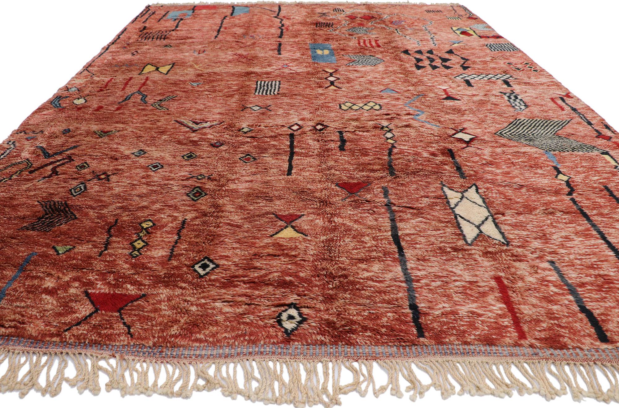 Hand-Knotted New Contemporary Berber Moroccan Rug with Tribal Style
