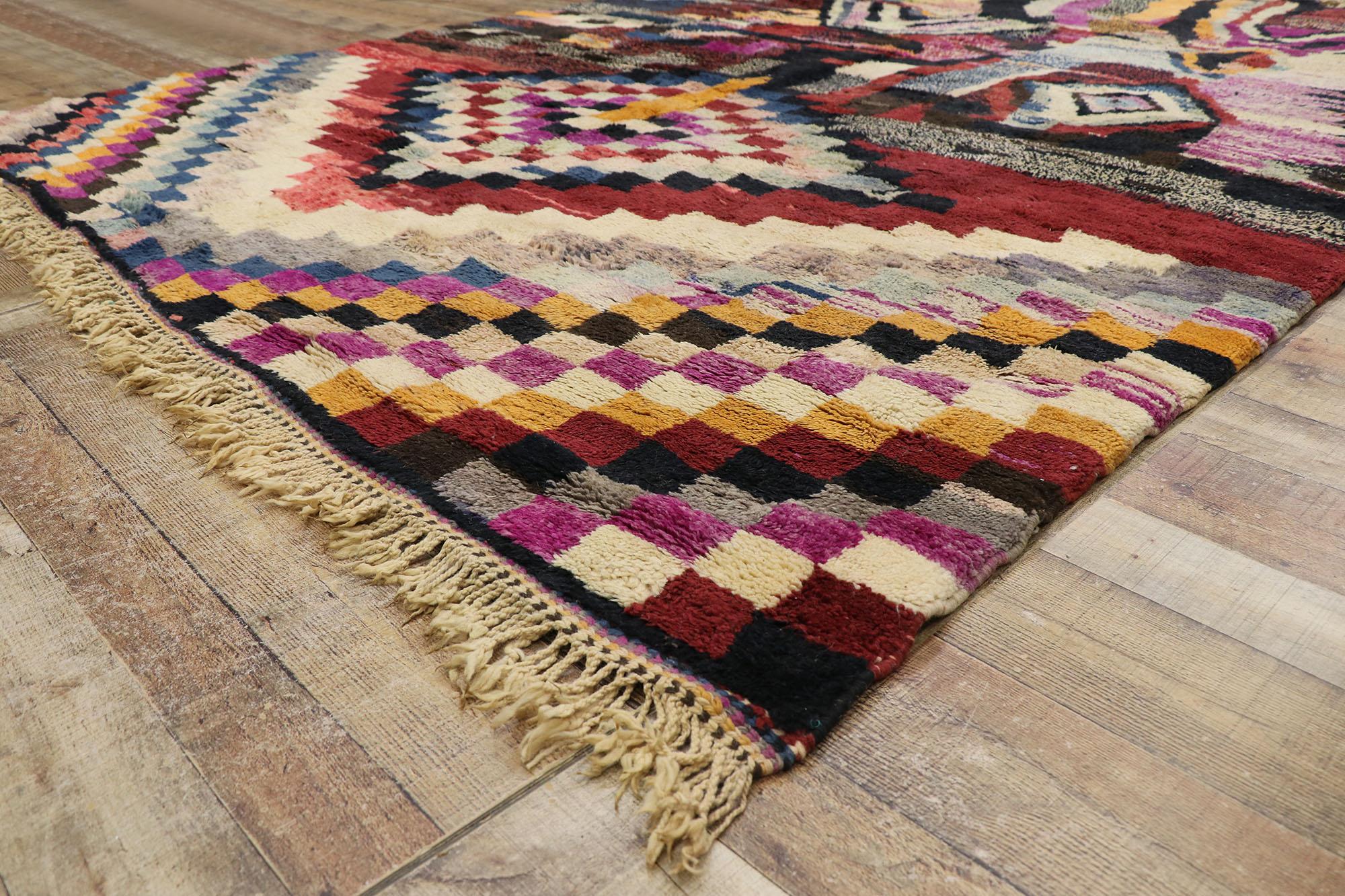 Tribal New Berber Moroccan Rug with Color Block Design For Sale