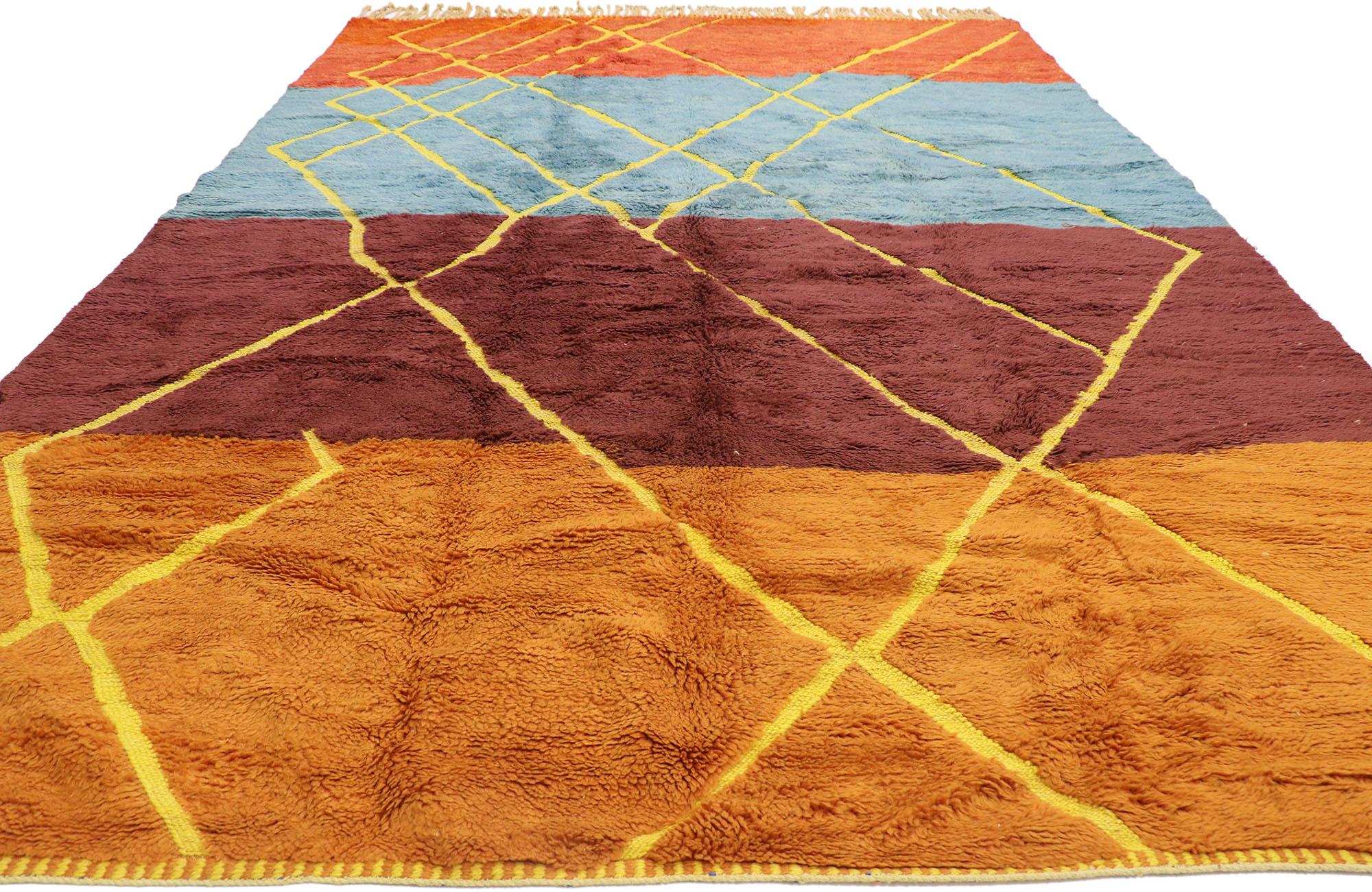 Hand-Knotted New Contemporary Berber Moroccan Rug with Tribal Style For Sale