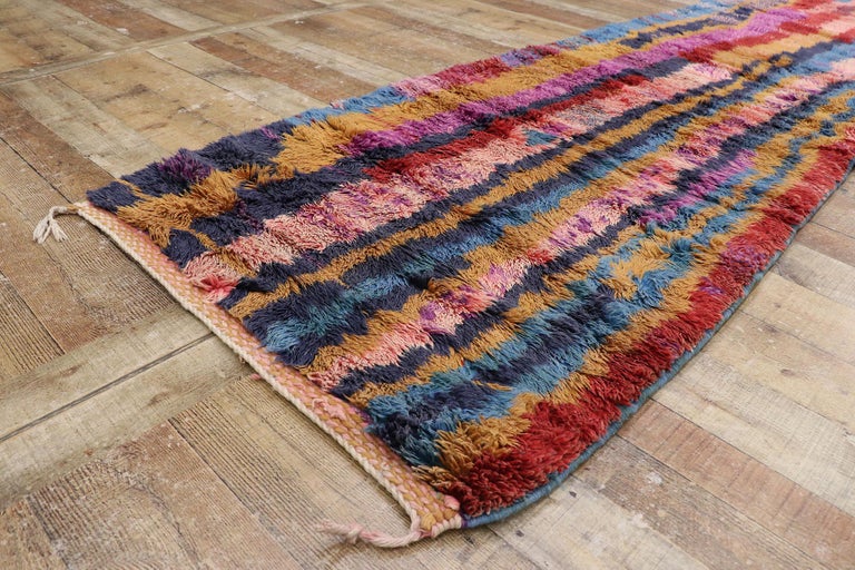 Wool New Contemporary Berber Moroccan Runner Inspired by Hans Hofmann For Sale