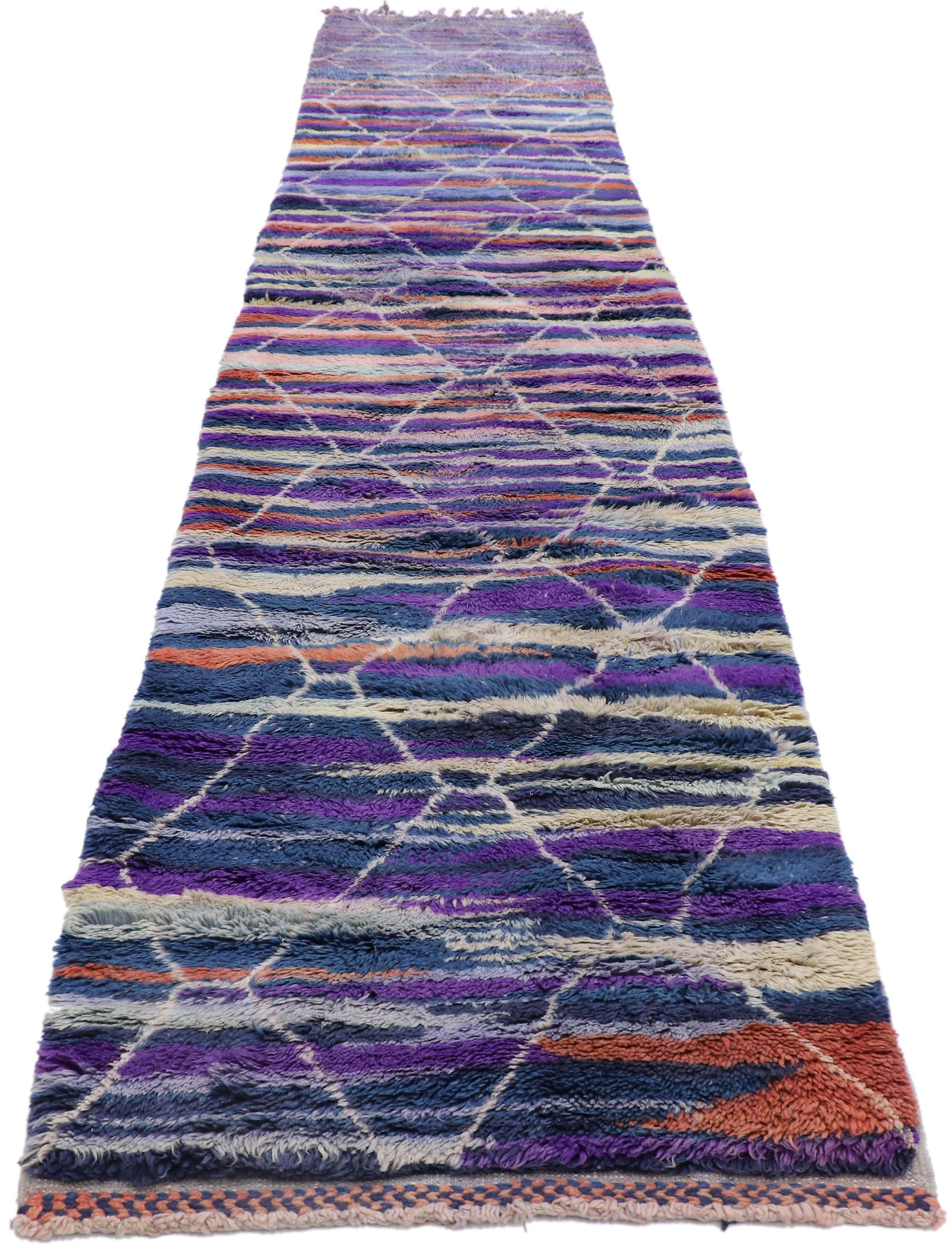 Expressionist New Contemporary Berber Moroccan Runner Inspired by Sol LeWitt For Sale