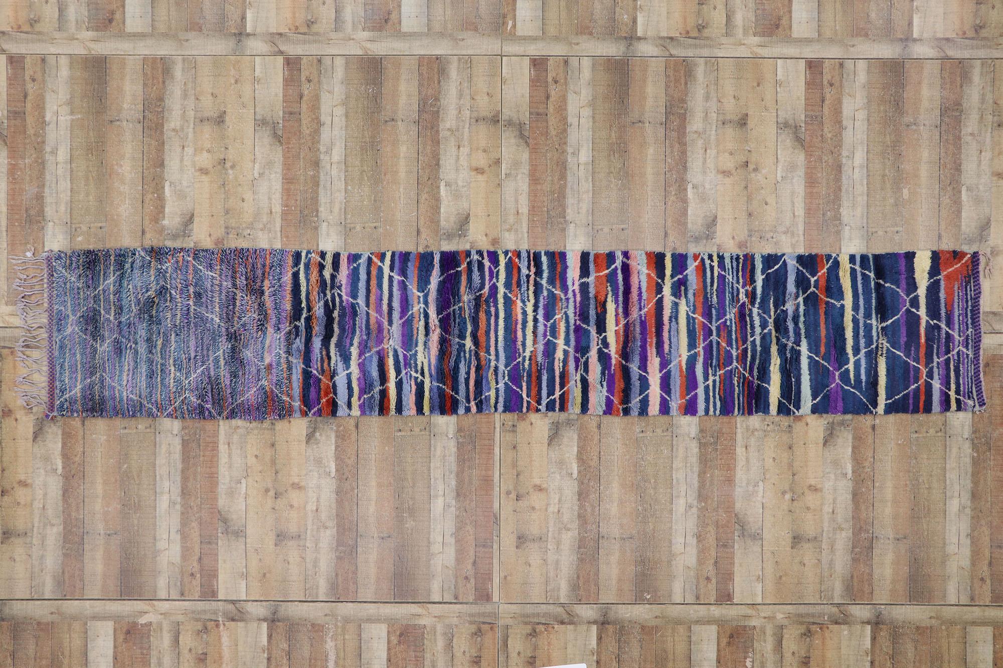 Laine Nouveau tapis de couloir berbère marocain contemporain inspiré par Sol LeWitt en vente