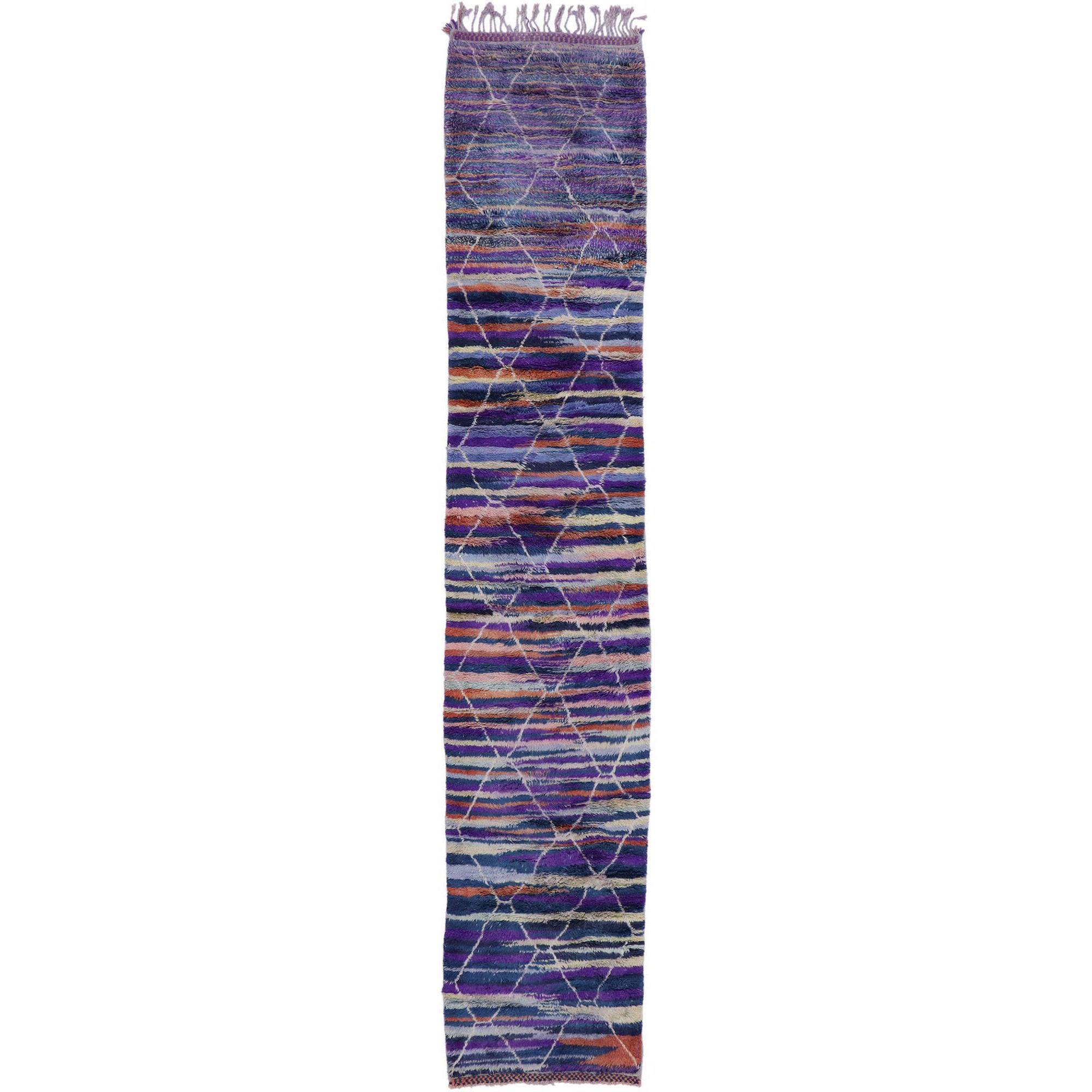 New Contemporary Berber Moroccan Runner Inspired by Sol LeWitt