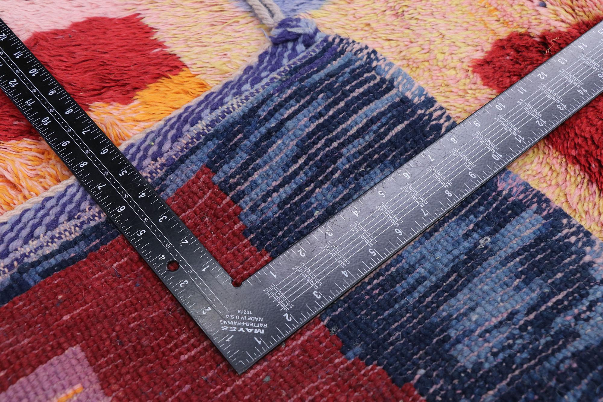 Wool New Contemporary Berber Moroccan Runner with Abstract Expressionist Style