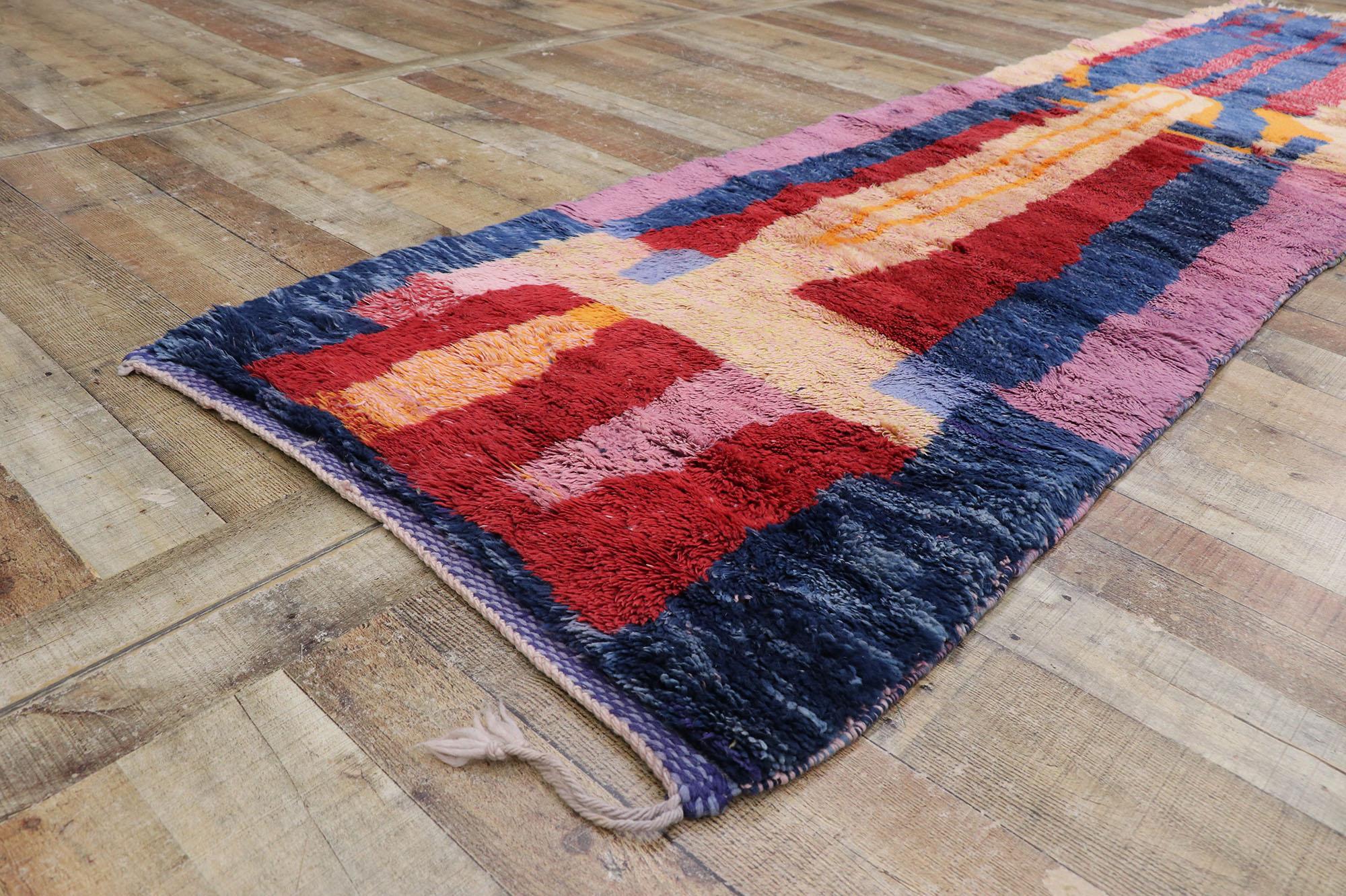 New Contemporary Berber Moroccan Runner with Abstract Expressionist Style 1