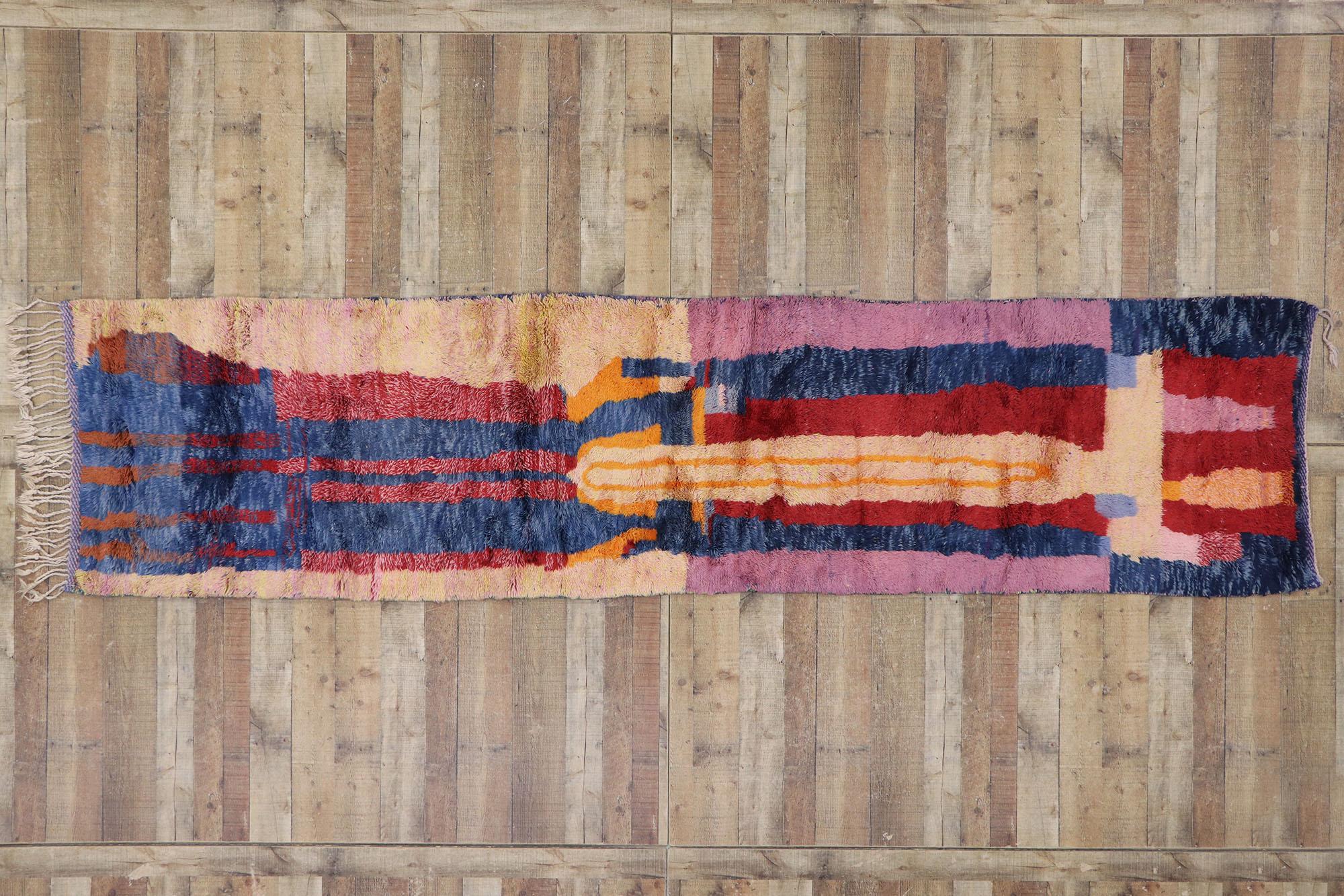New Contemporary Berber Moroccan Runner with Abstract Expressionist Style 3