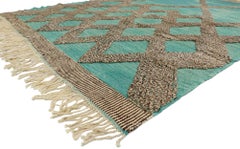Nuovo Rug Beni Mrirt turchese marocchino con disegno a rilievo, 08'02 x 11'06
