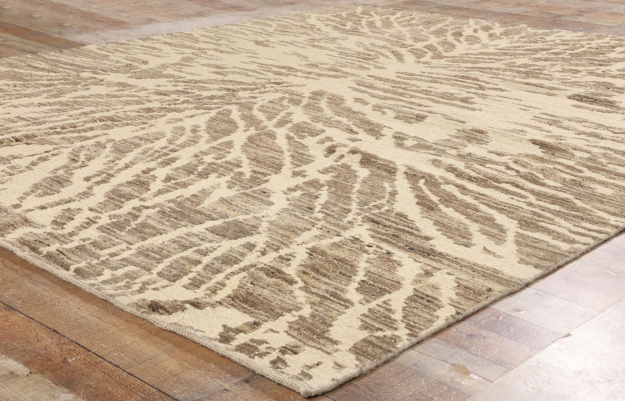 Mid-Century moderno Nuovo tappeto biofilico contemporaneo con trama organica color terra in vendita