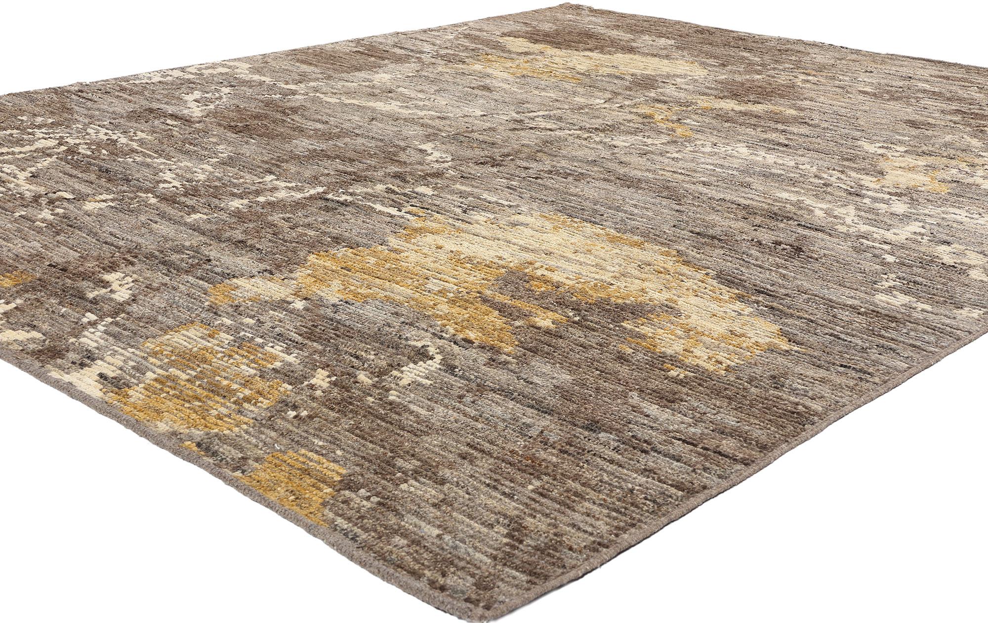 81161 New Organic Modern Moroccan Rug, 07'09 x 09'08. This hand-knotted wool Organic Modern Moroccan rug, infused with Biophilic Design principles, draws inspiration from the natural world, creating a serene and harmonious connection to the