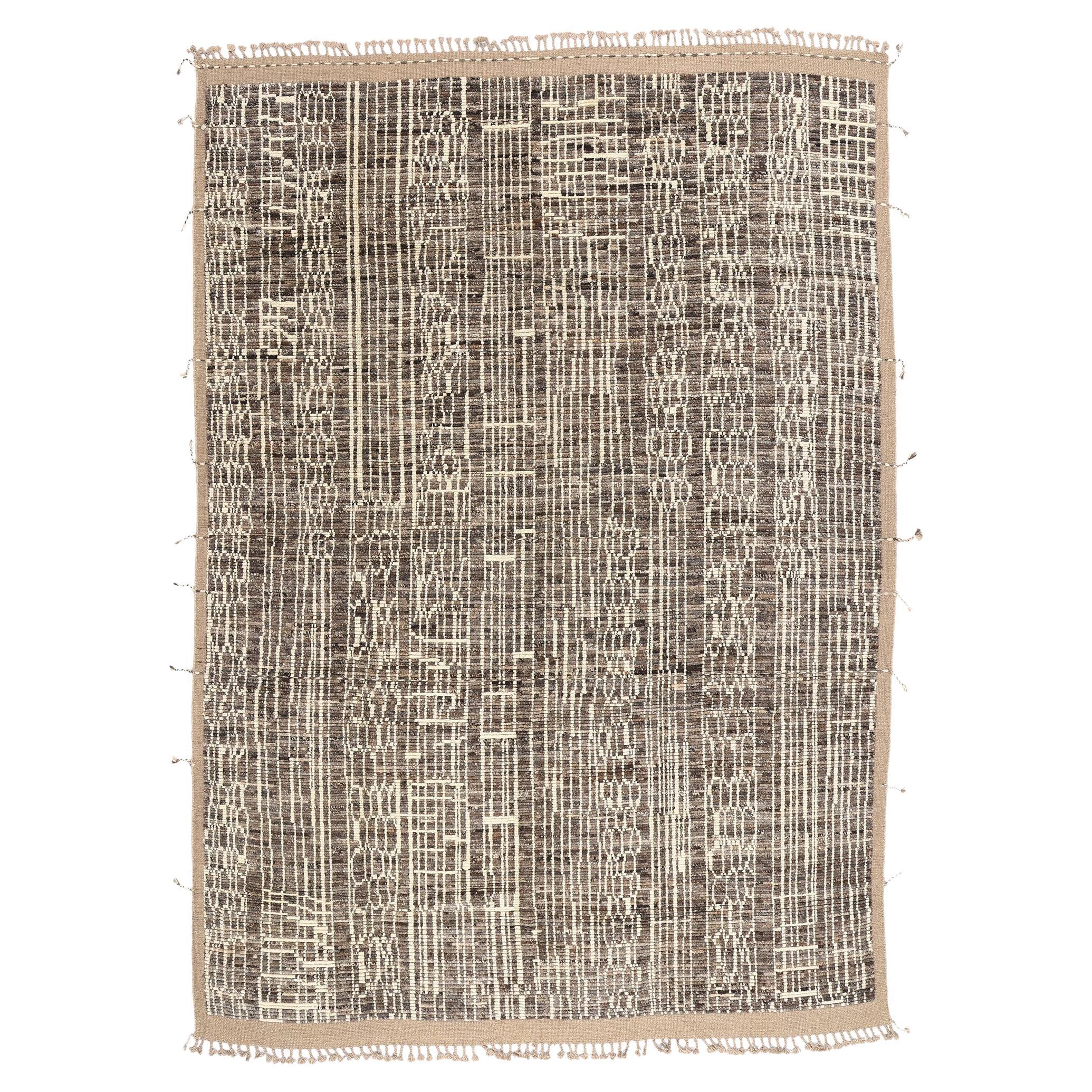 New Contemporary Biophilic Organic Moroccan Carpet with Modern Style