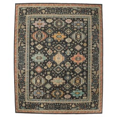 New Contemporary Black Modern Oushak Rug, 11'11 x 15'00