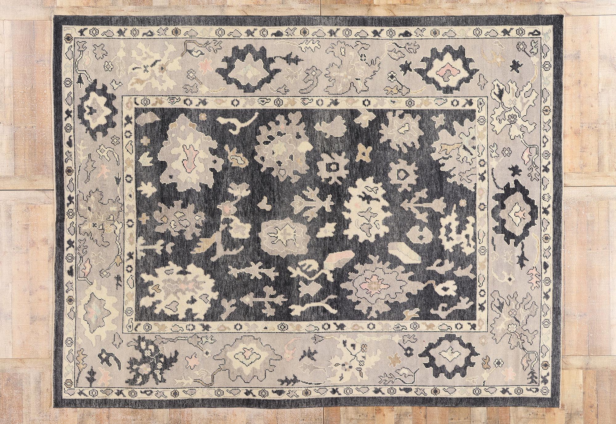 New Contemporary Black Turkish Oushak Rug with Modern Style, 09'04 x 12'01 im Angebot 1