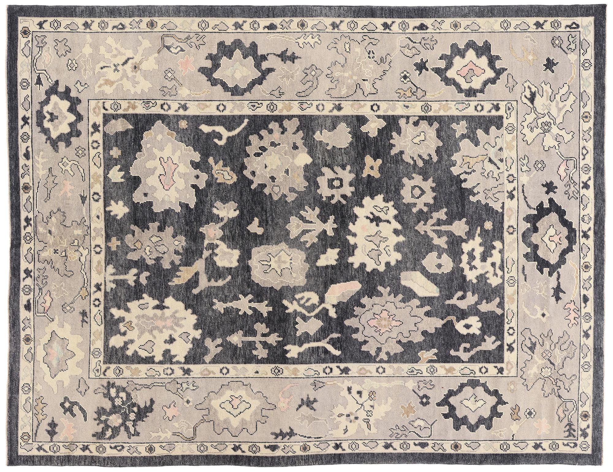 New Contemporary Black Turkish Oushak Rug with Modern Style, 09'04 x 12'01 im Angebot 2