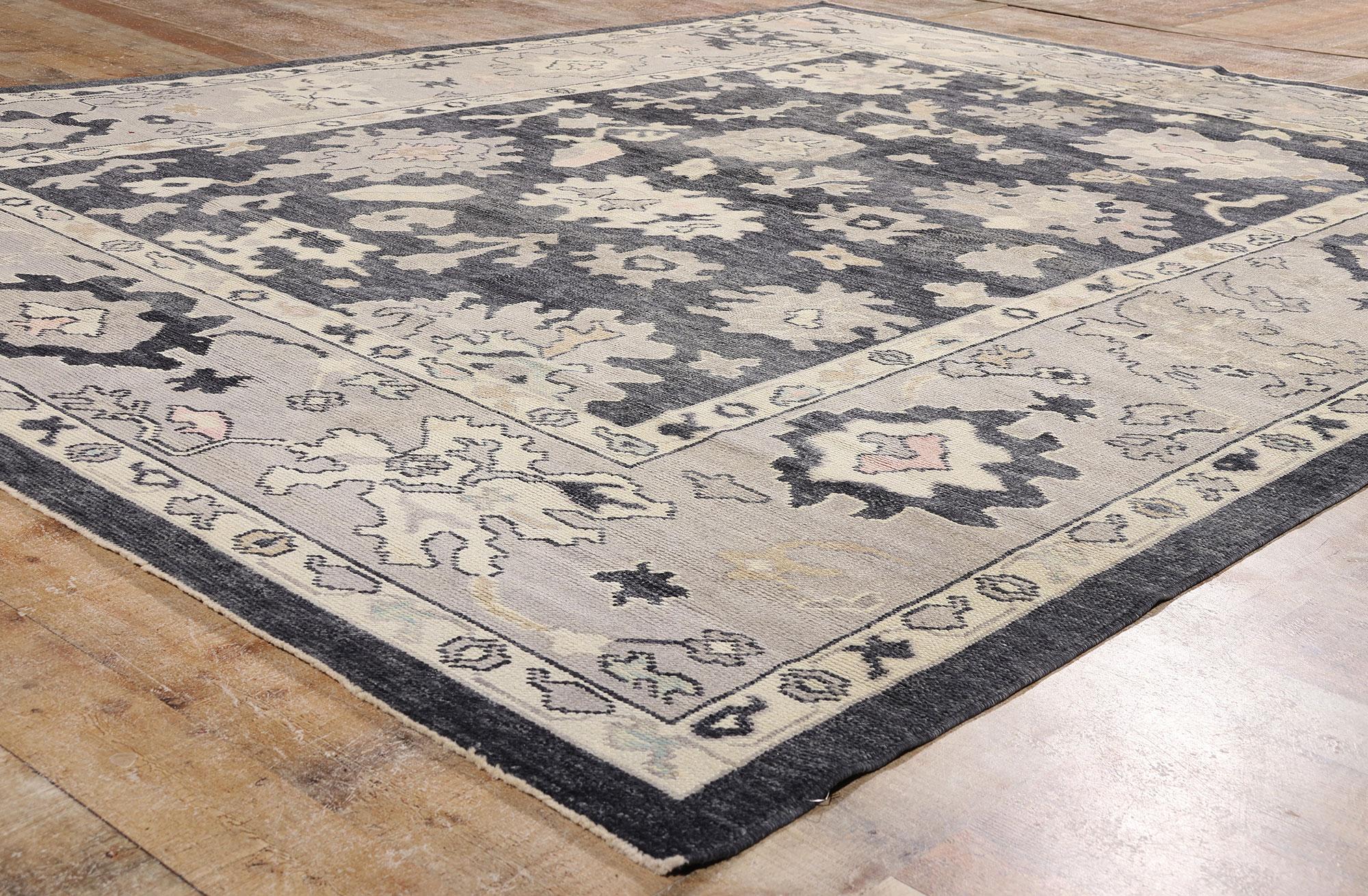 New Contemporary Black Turkish Oushak Rug with Modern Style, 09'04 x 12'01 (Türkisch) im Angebot