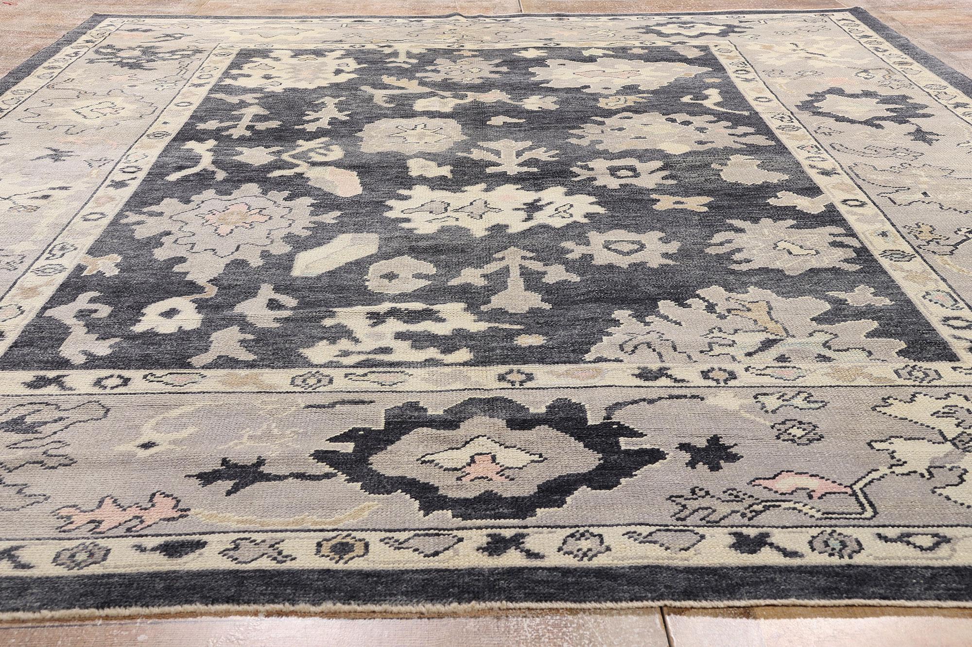 New Contemporary Black Turkish Oushak Rug with Modern Style, 09'04 x 12'01 im Zustand „Neu“ im Angebot in Dallas, TX