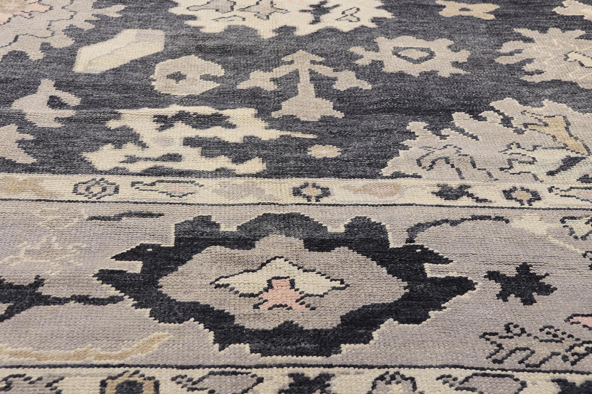 New Contemporary Black Turkish Oushak Rug with Modern Style, 09'04 x 12'01 (21. Jahrhundert und zeitgenössisch) im Angebot