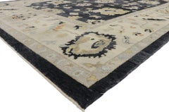 New Contemporary Black Turkish Oushak Rug with Modern Style