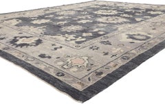 New Contemporary Turkish Black Oushak Rug with Modern Style, 10'00 x 12'05