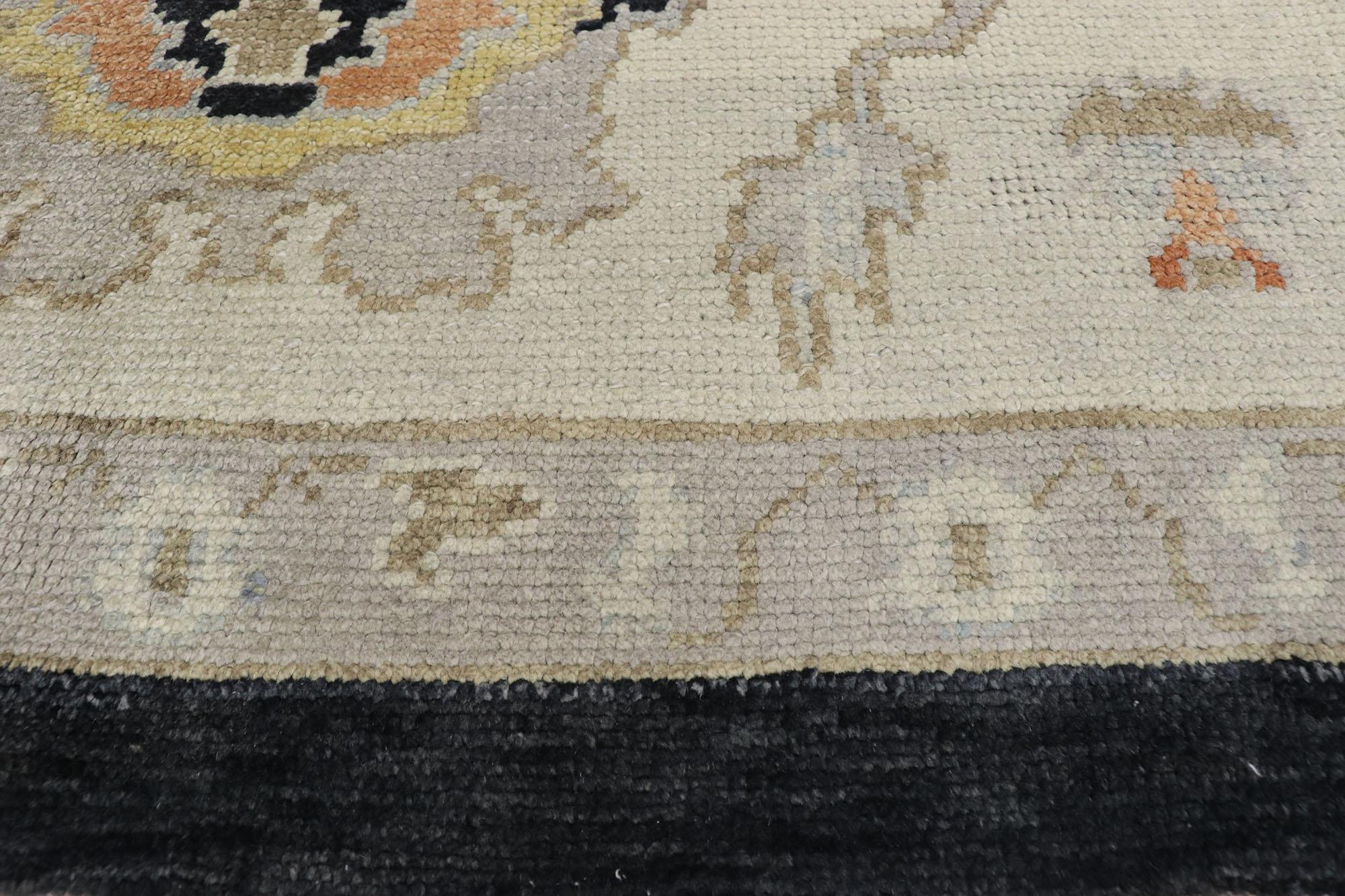 New Contemporary Black Turkish Oushak Rug with Modern Style In New Condition For Sale In Dallas, TX