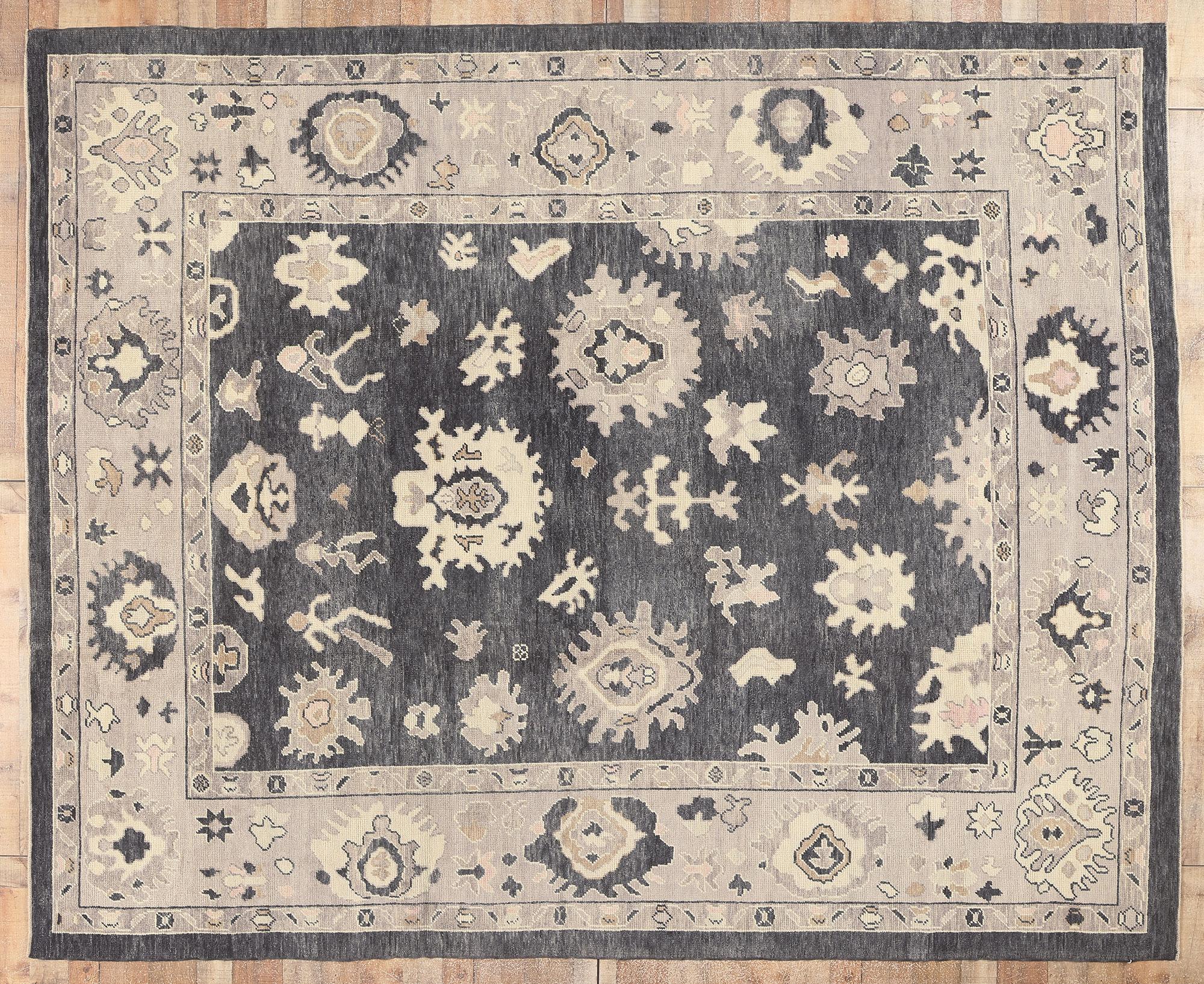 Nueva Alfombra Turca Contemporánea Oushak Negra de Estilo Moderno, 10'00 x 12'05 en venta 2