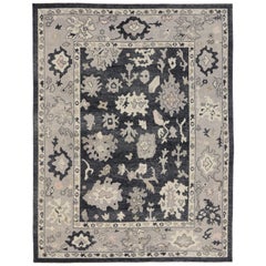 New Contemporary Black Turkish Oushak Rug with Modern Style