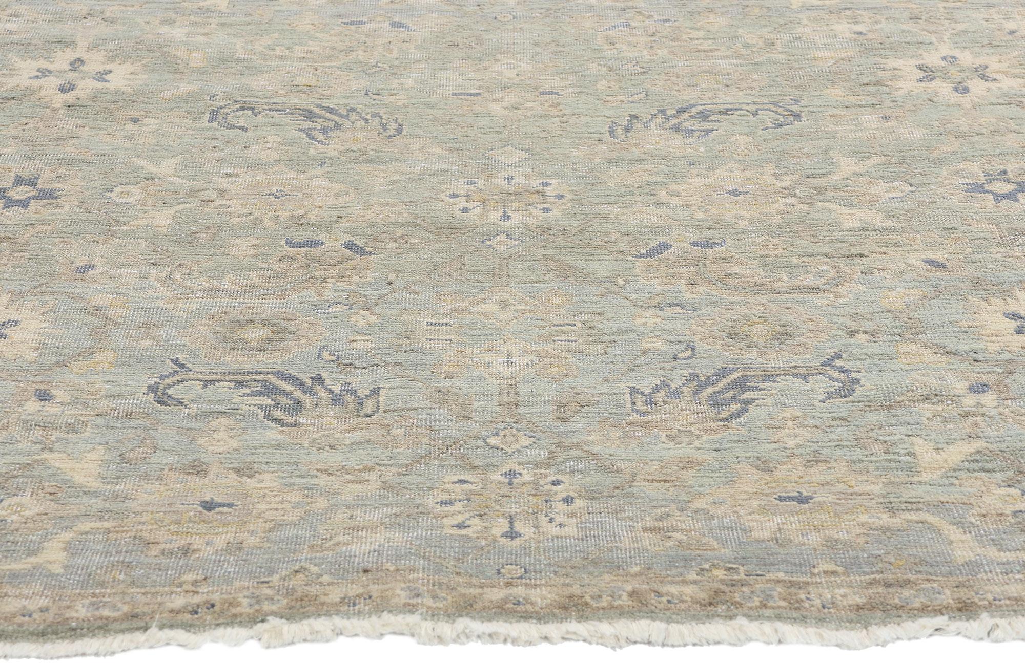 Hand-Knotted New Contemporary Blue & Grey Oushak Rug For Sale