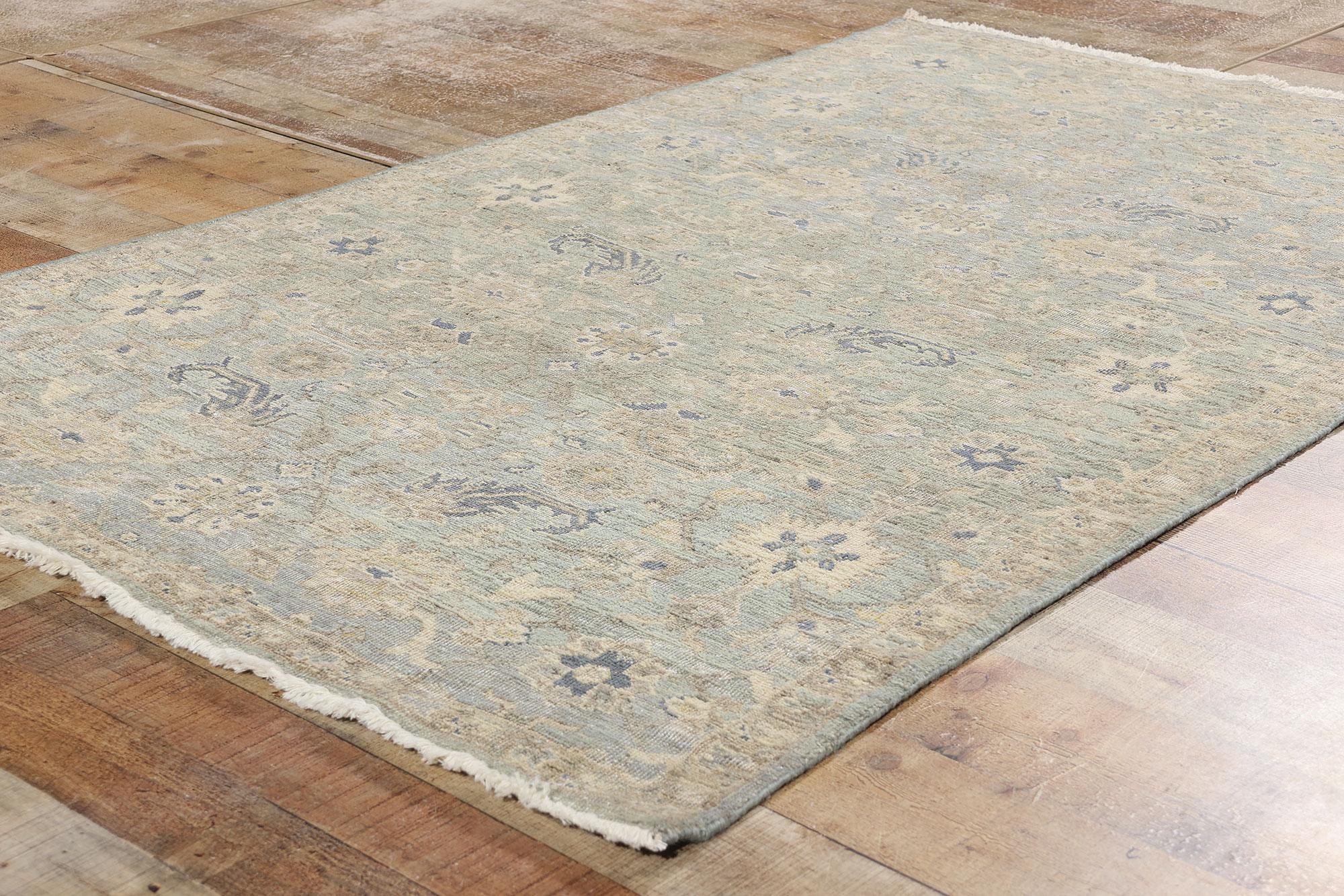 New Contemporary Blue & Grey Oushak Rug For Sale 1