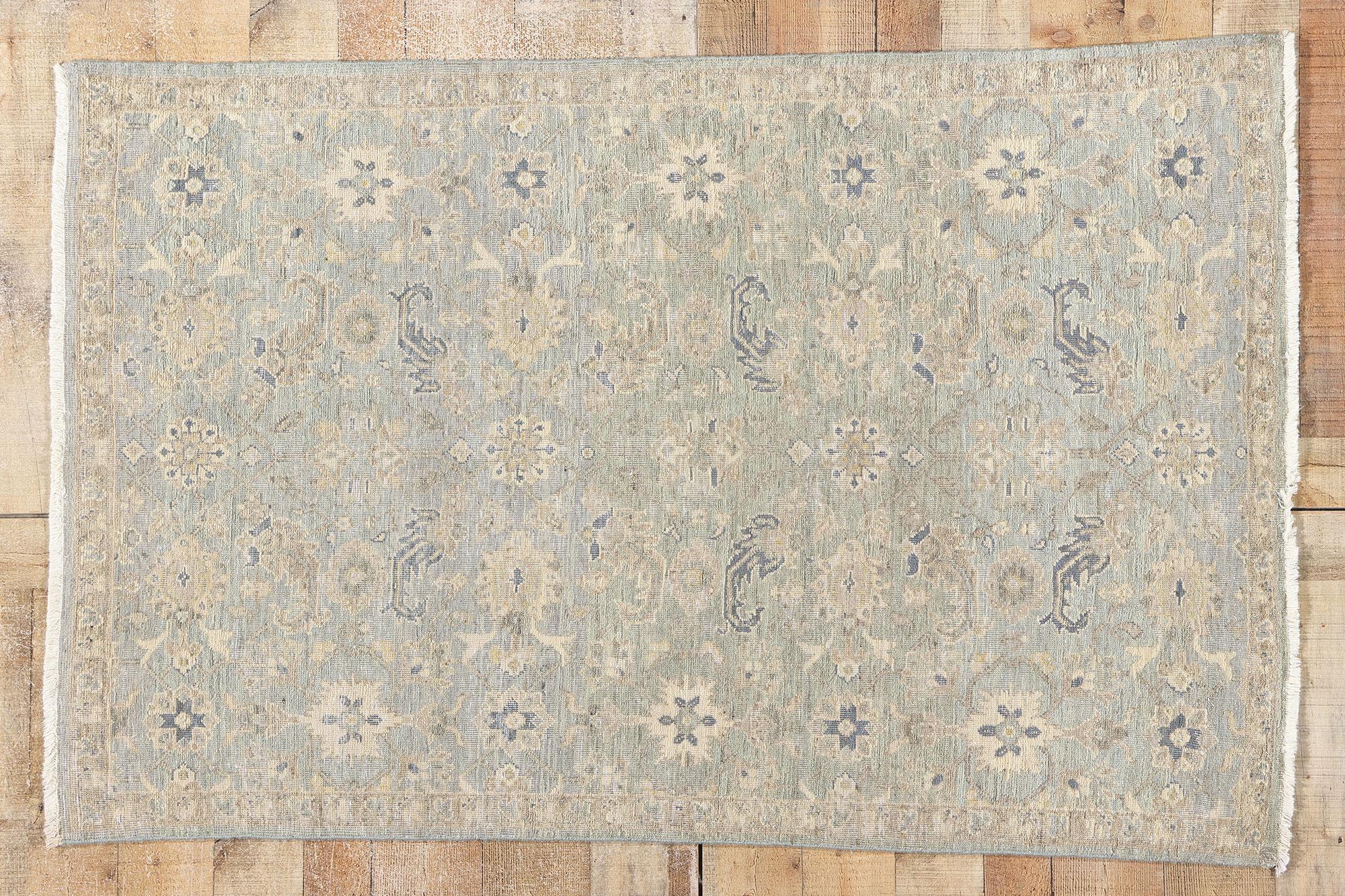 New Contemporary Blue & Grey Oushak Rug For Sale 3