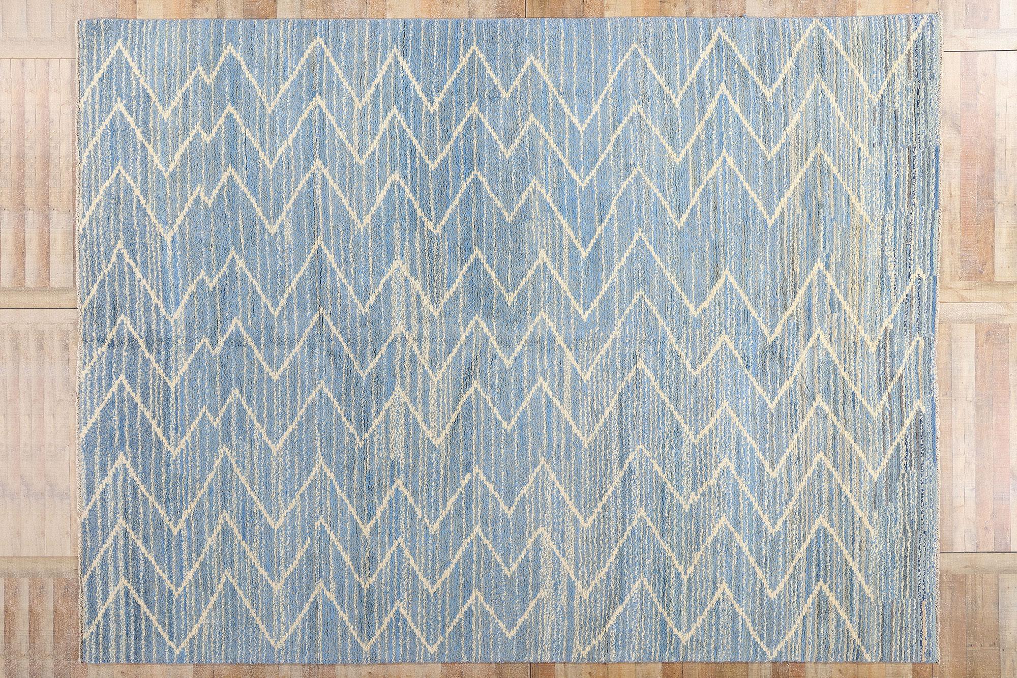Nueva alfombra marroquí contemporánea azul en venta 7