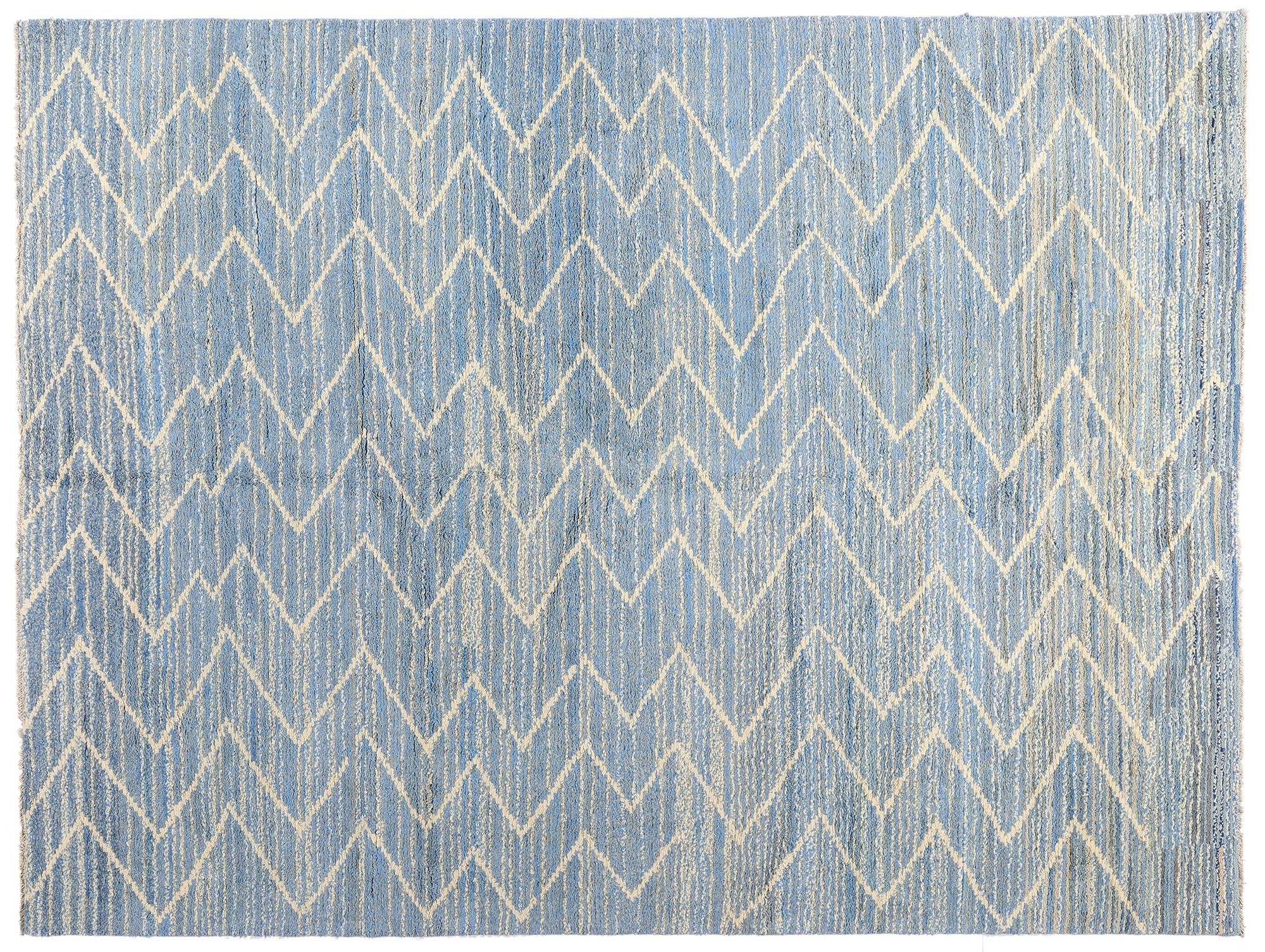 Nueva alfombra marroquí contemporánea azul en venta 9