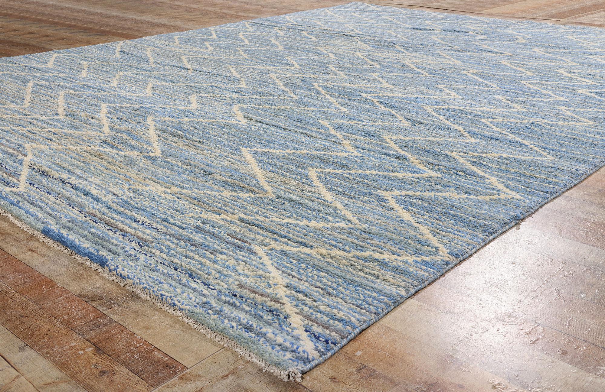 Nueva alfombra marroquí contemporánea azul en venta 3
