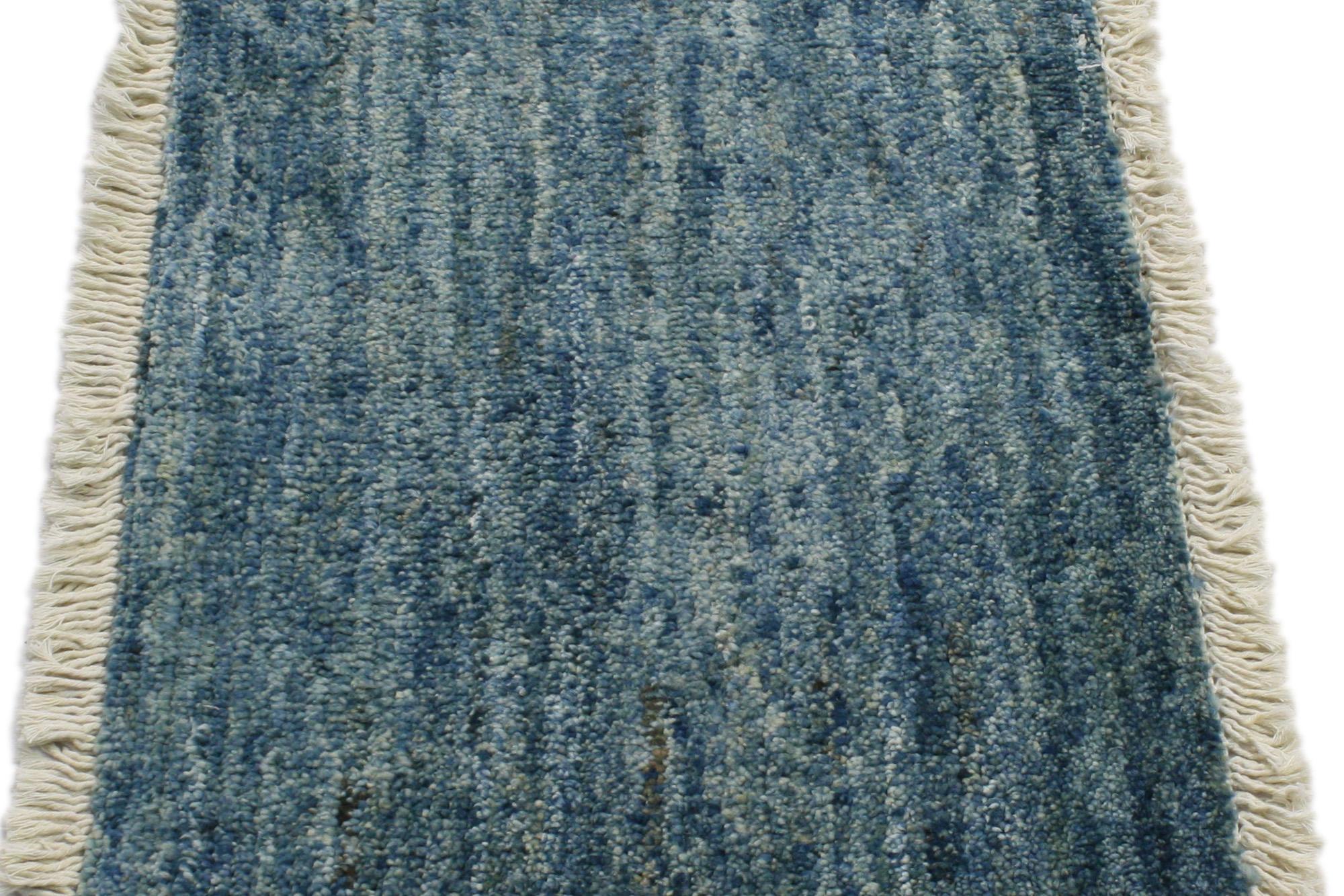 Indian New Contemporary Blue Moroccan Rug For Sale