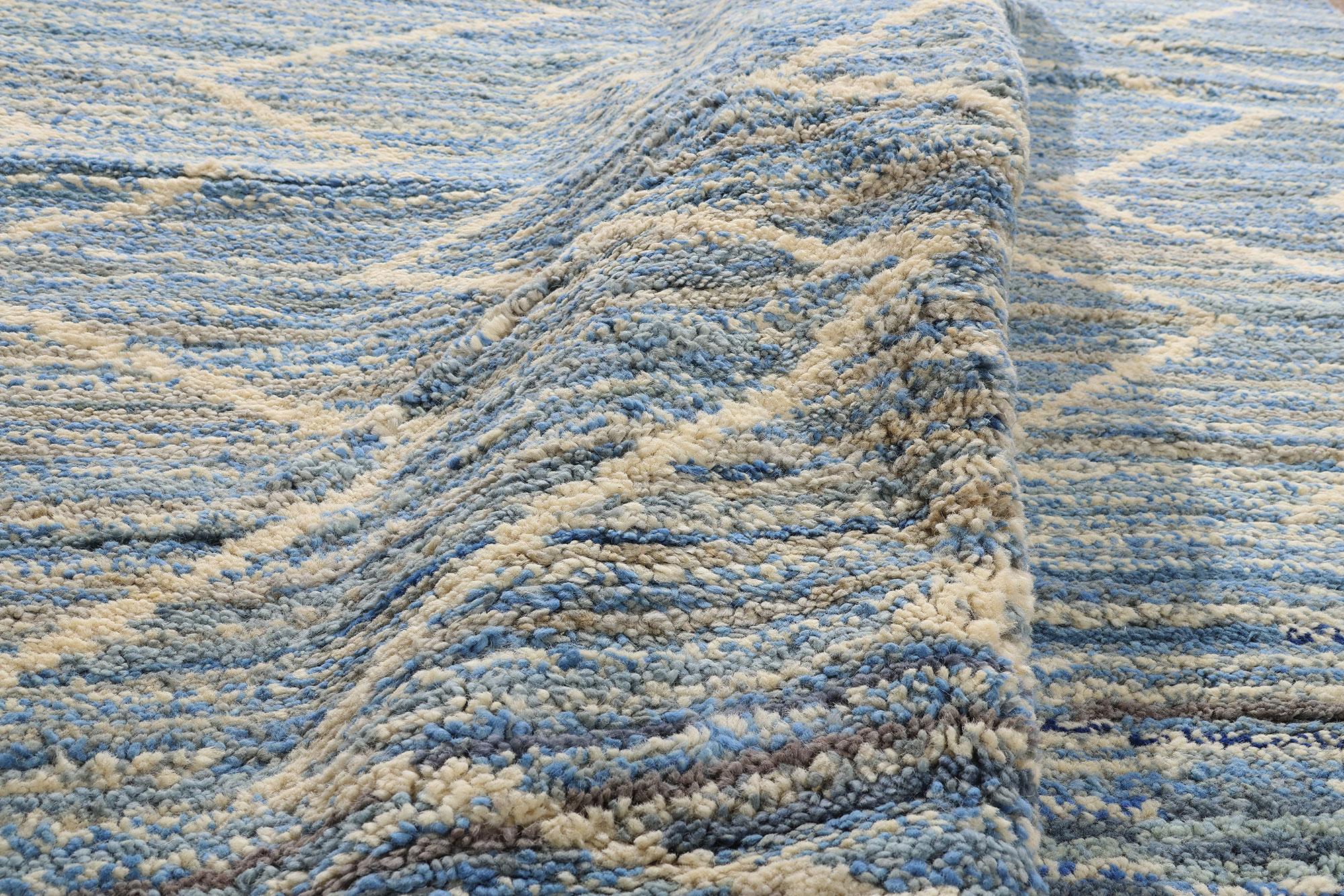 Nueva alfombra marroquí contemporánea azul Lana en venta