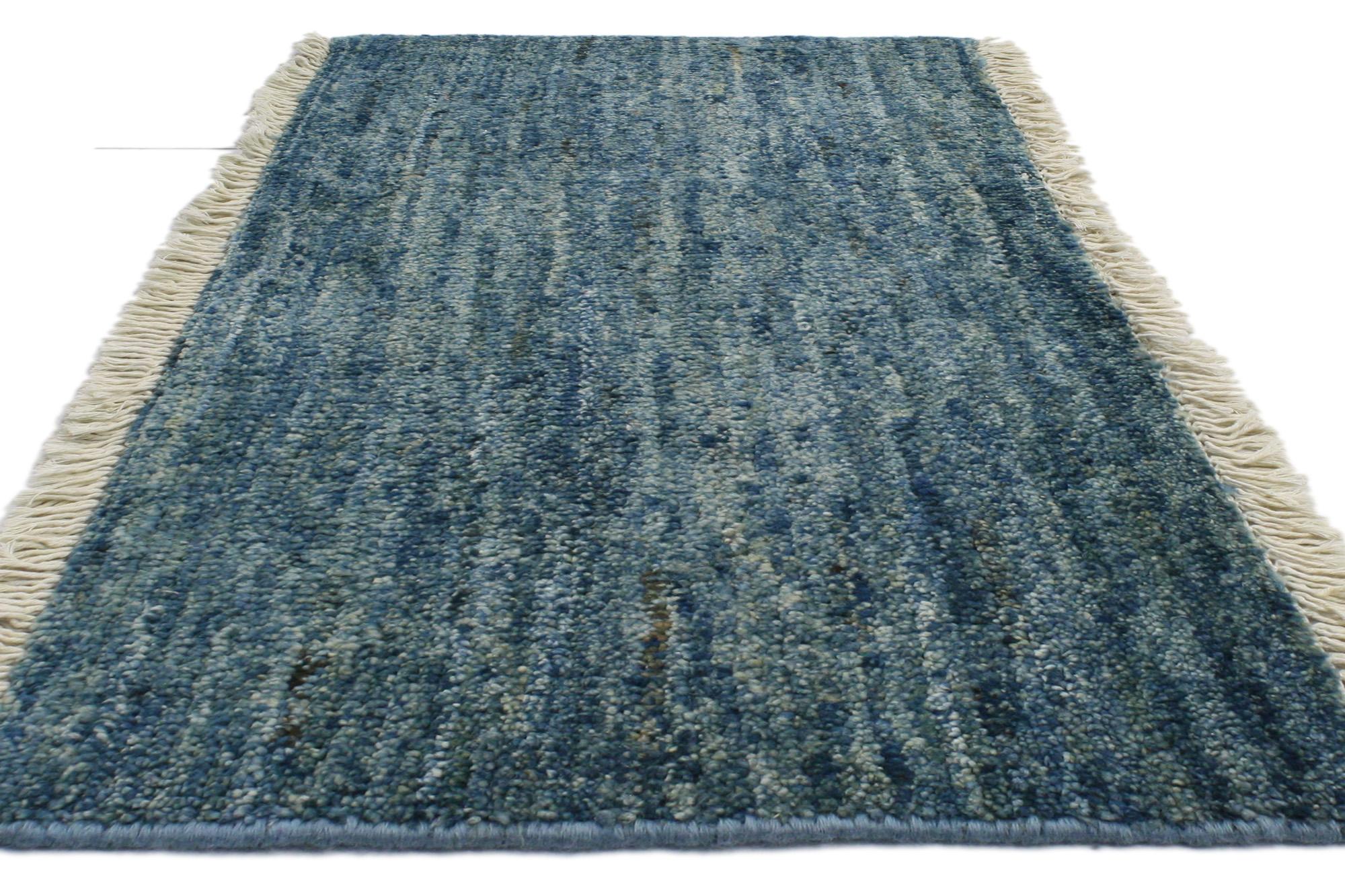 Hand-Knotted New Contemporary Blue Moroccan Rug For Sale